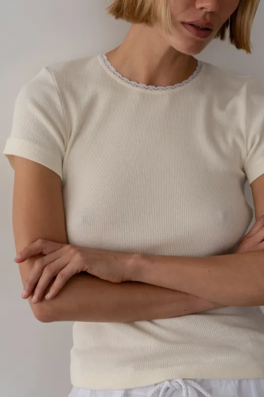 The Vintage Rib Lace Tee sold by DONNI.