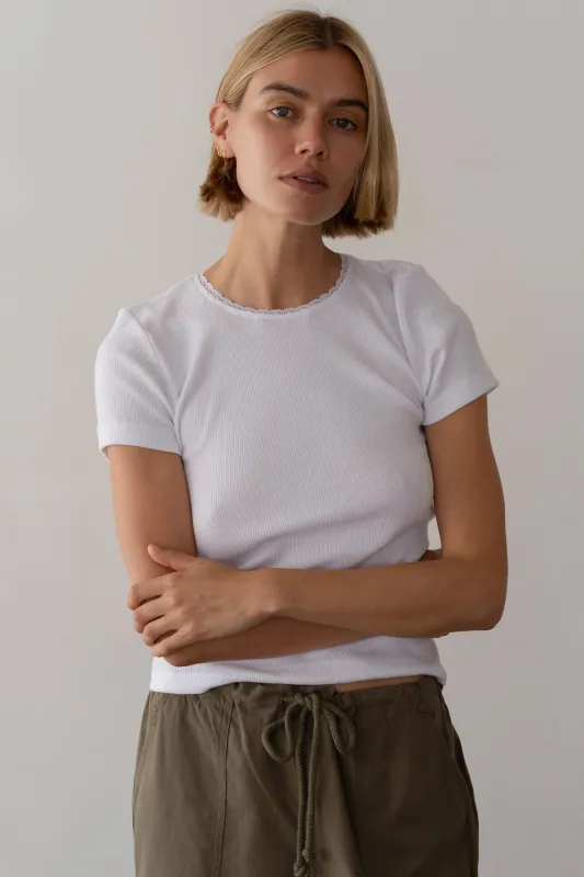The Vintage Rib Lace Tee sold by DONNI.
