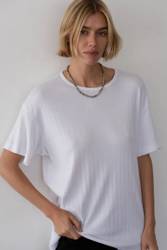 The Pointelle Oversized Tee sold by DONNI.