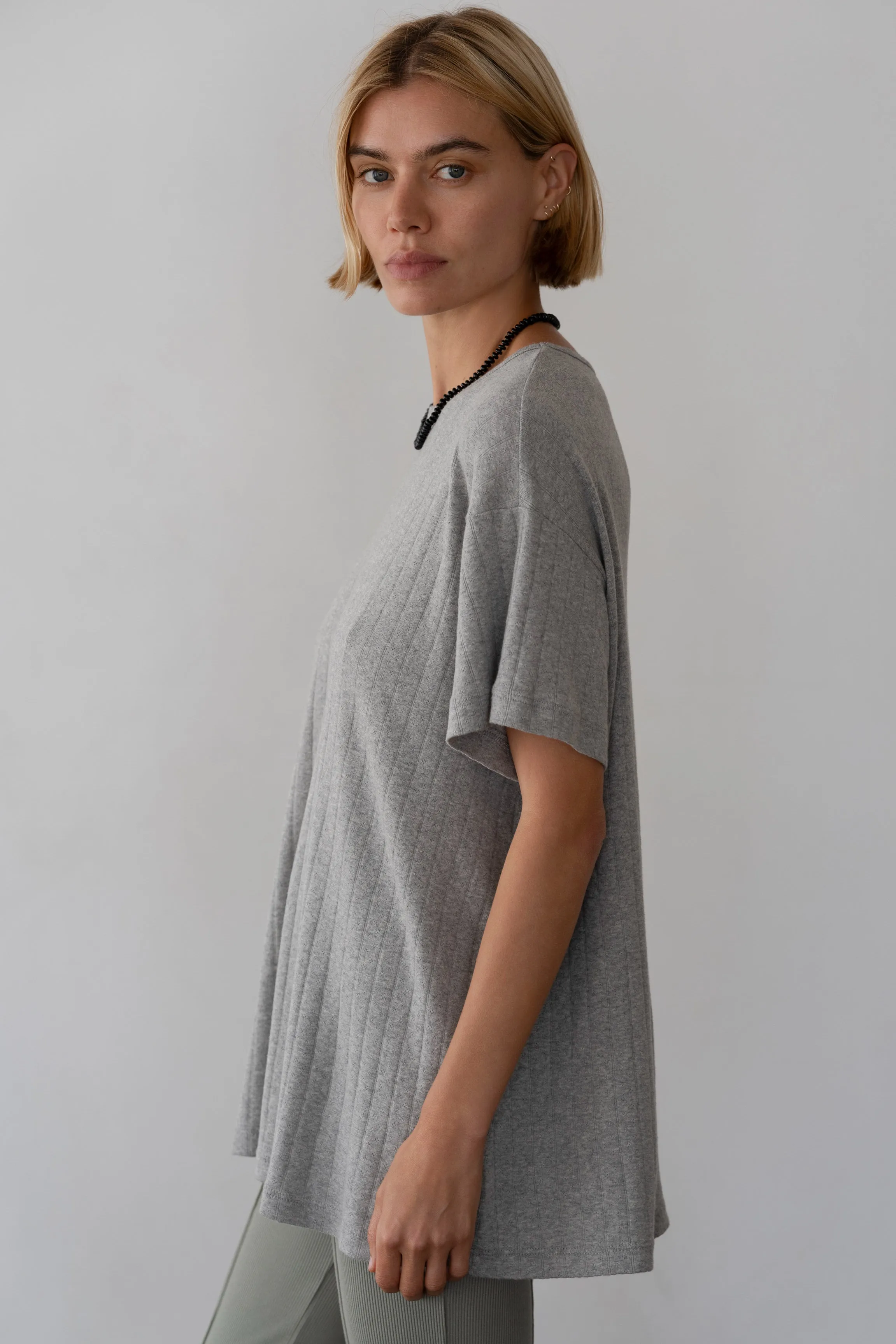 The Pointelle Oversized Tee sold by DONNI. product image thumbnail 4