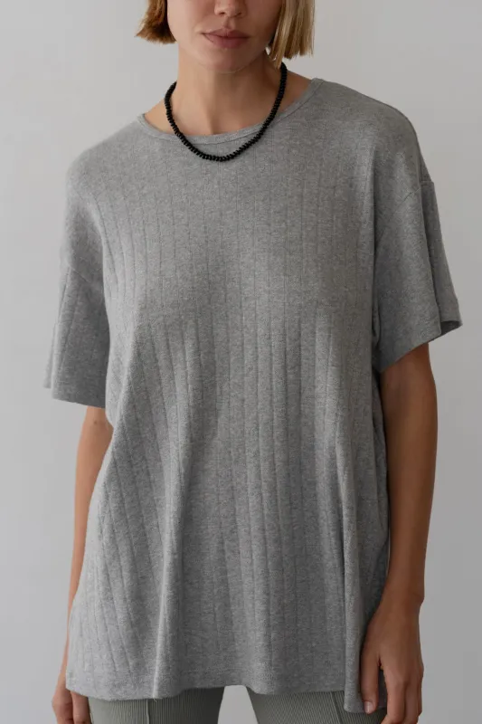 The Pointelle Oversized Tee sold by DONNI.