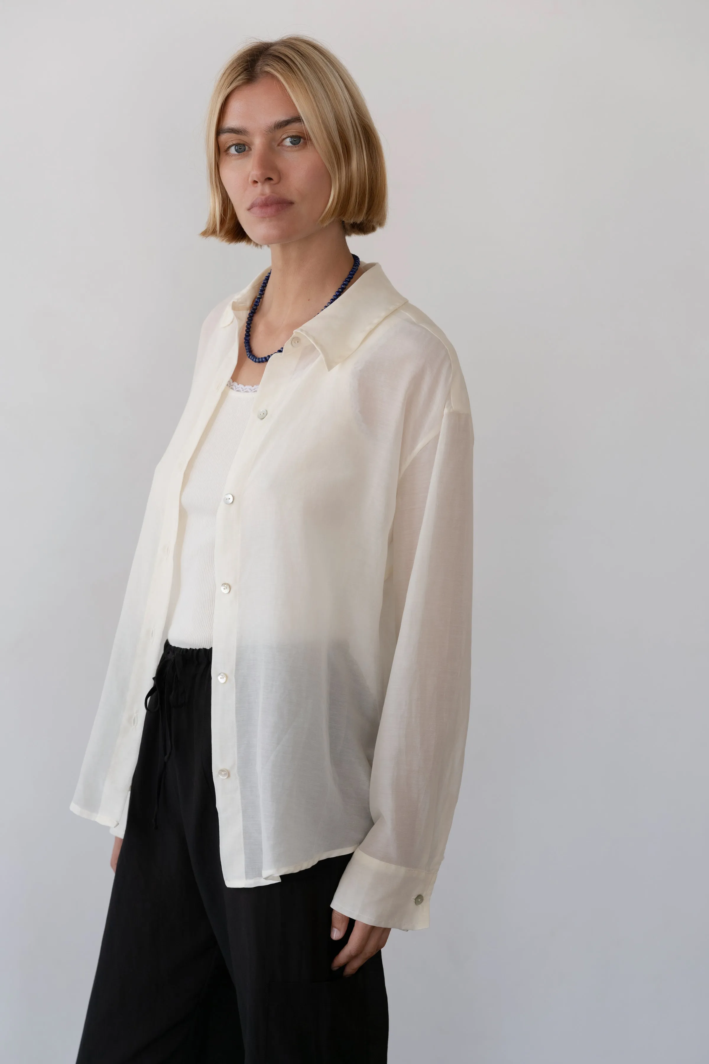 The Silk Cotton Sheer Shirt sold by DONNI. product image thumbnail 3