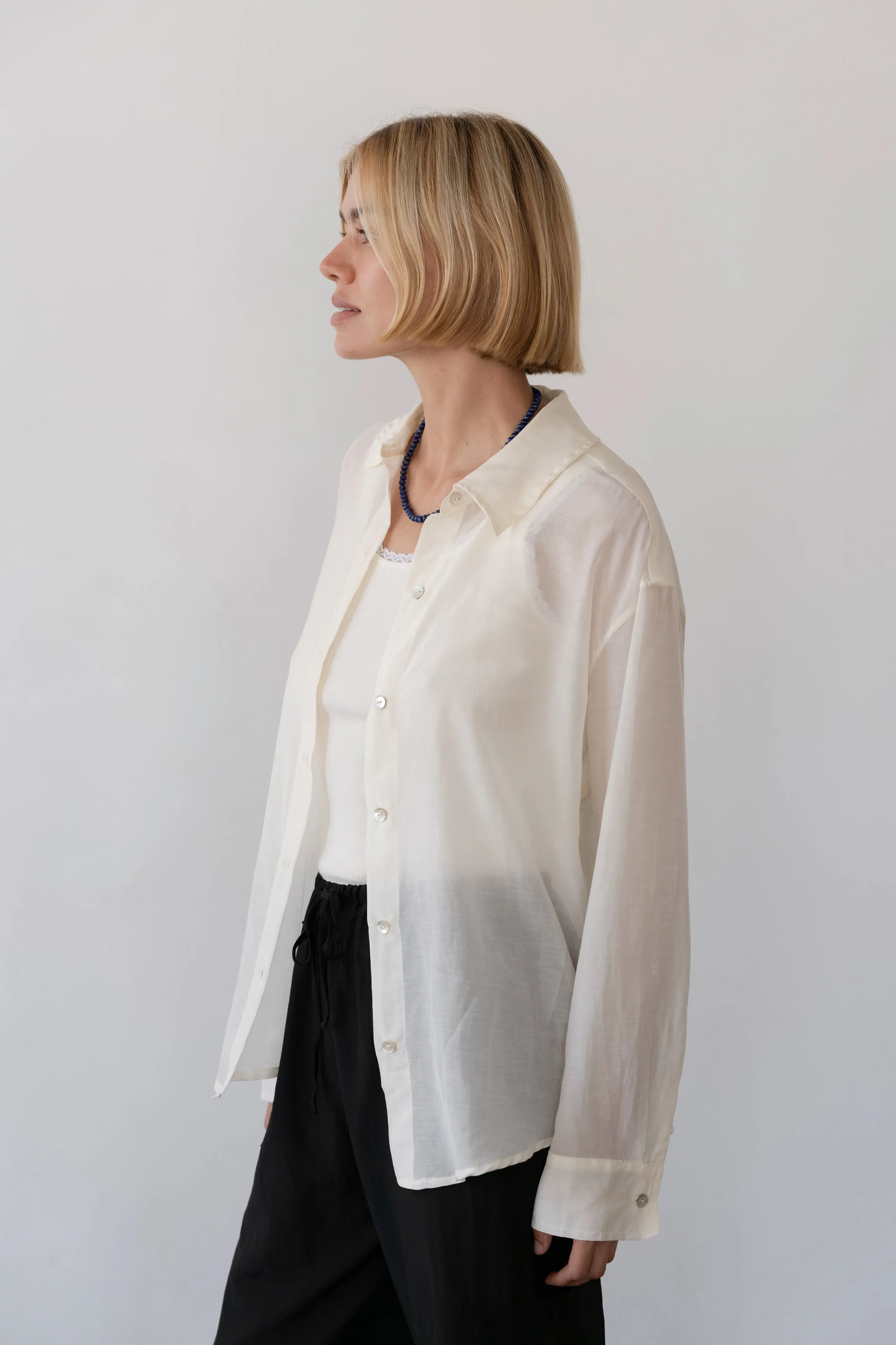 The Silk Cotton Sheer Shirt sold by DONNI. product image thumbnail 4