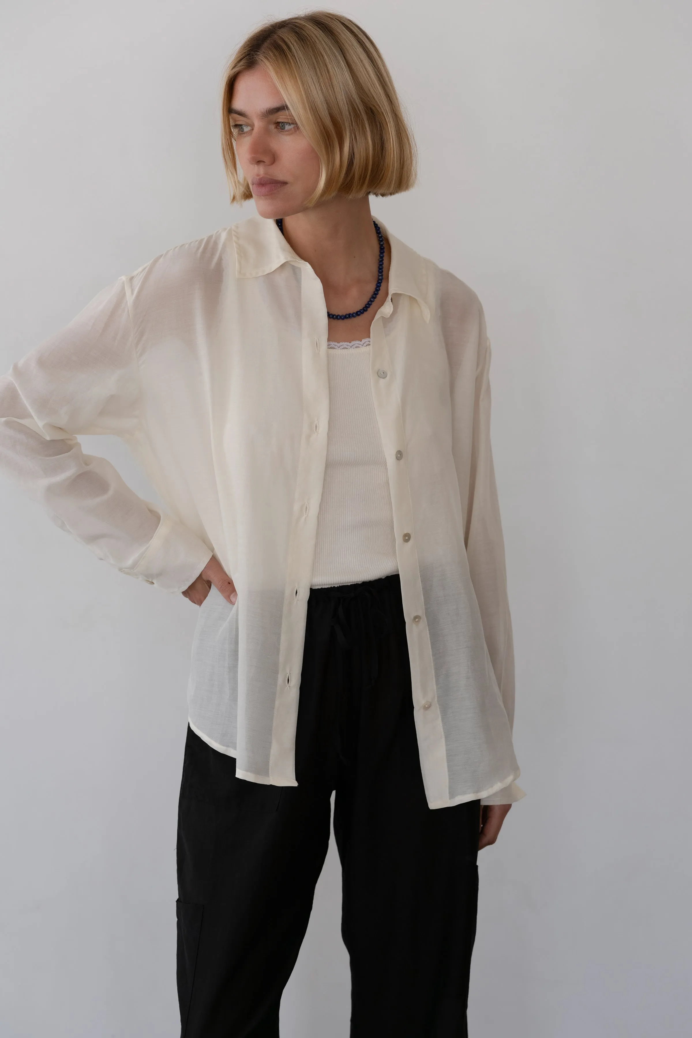 The Silk Cotton Sheer Shirt sold by DONNI. product image thumbnail 5