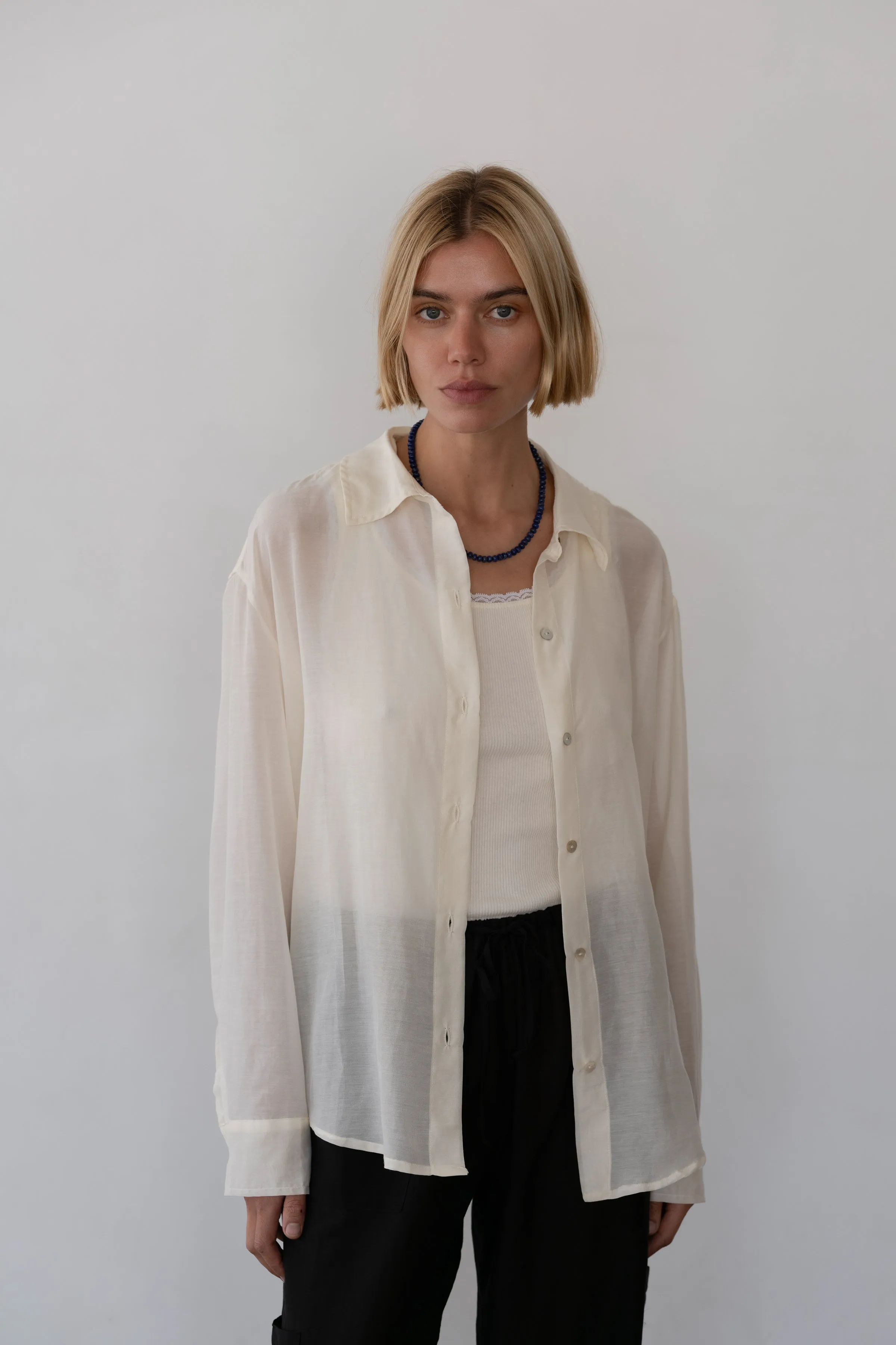 The Silk Cotton Sheer Shirt sold by DONNI.