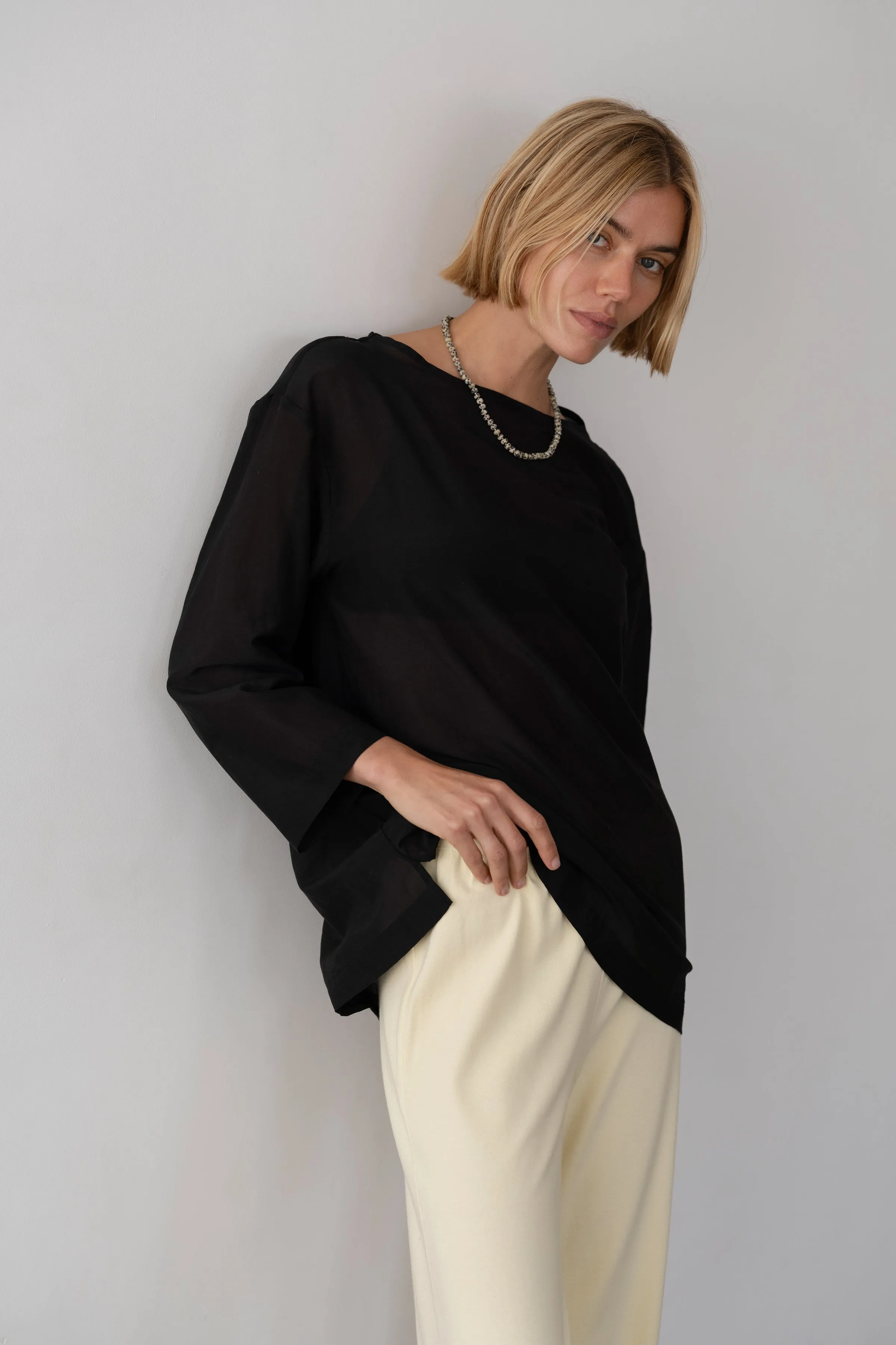 The Silk Cotton Sheer Boatneck sold by DONNI. product image thumbnail 5