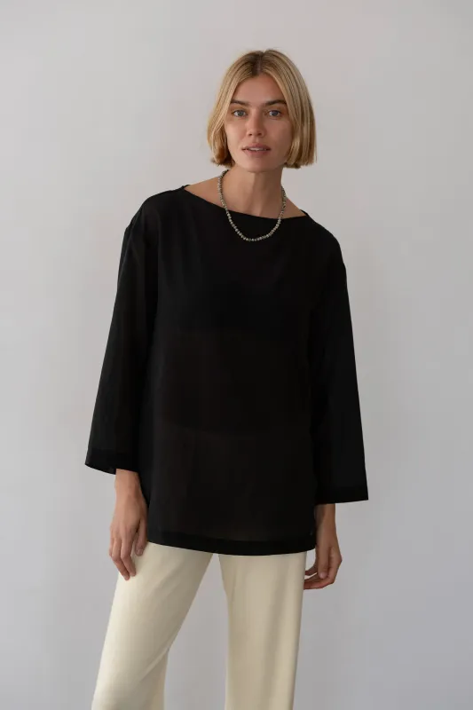 The Silk Cotton Sheer Boatneck sold by DONNI.