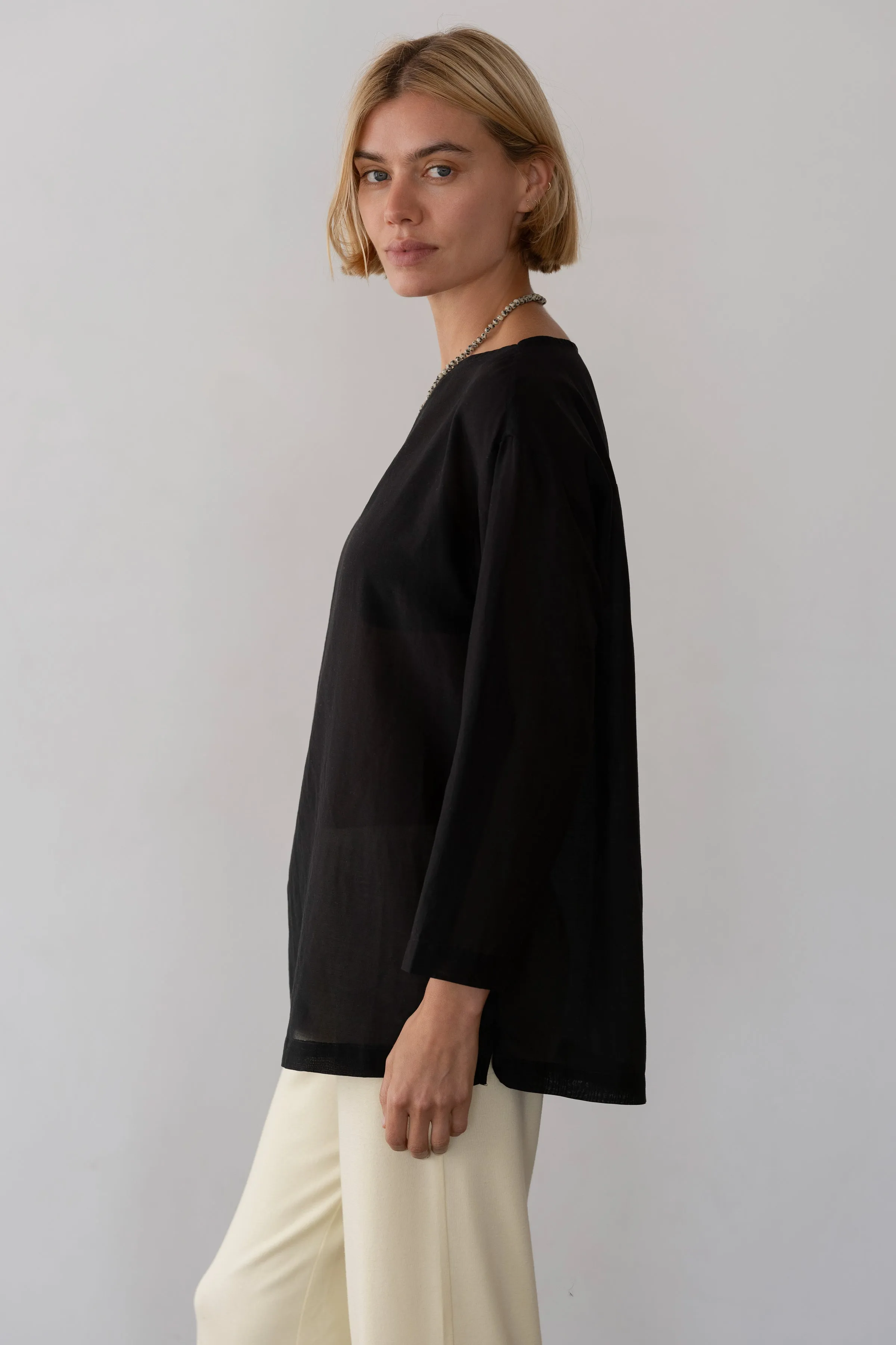 The Silk Cotton Sheer Boatneck sold by DONNI. product image thumbnail 3