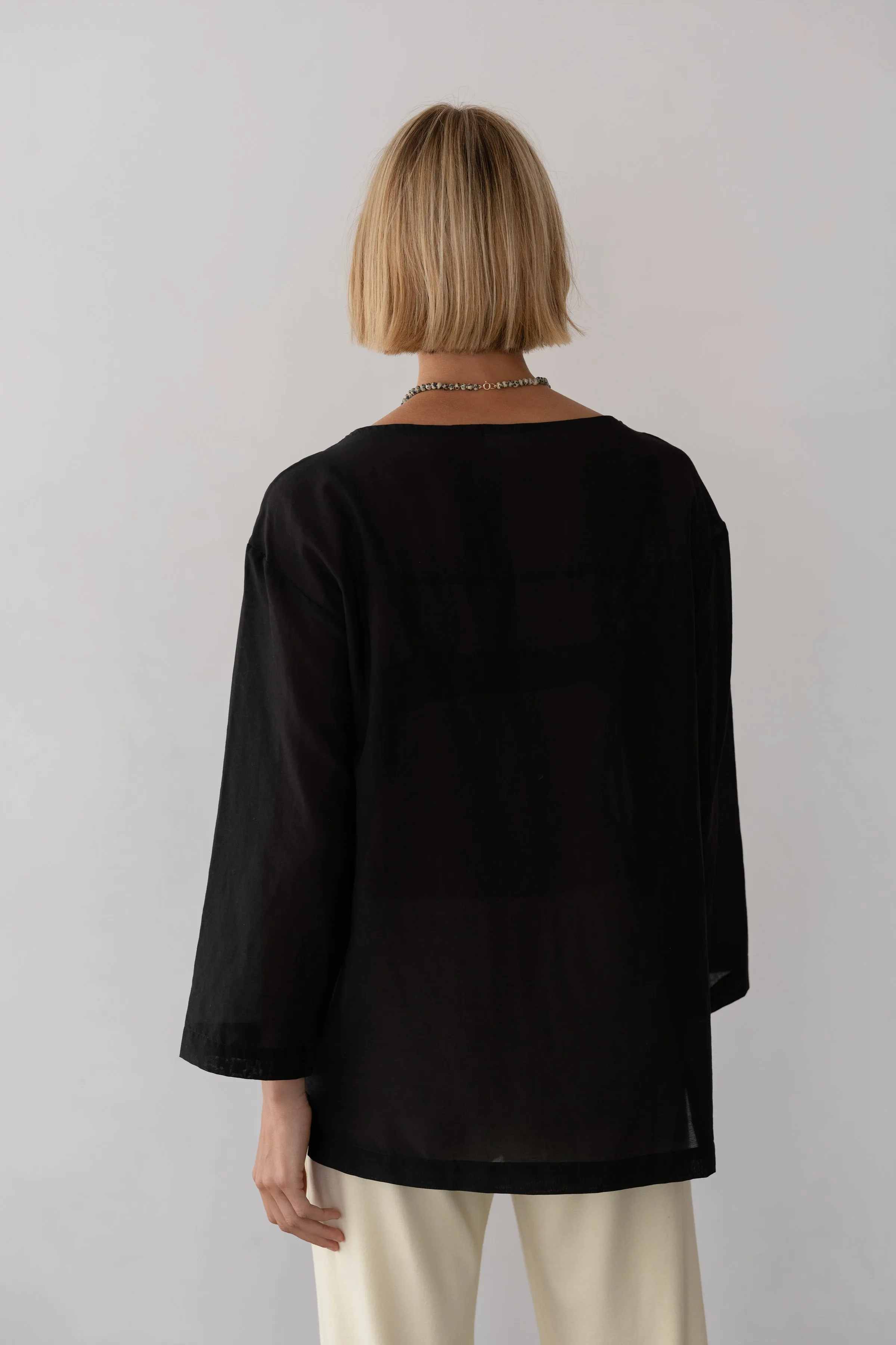 The Silk Cotton Sheer Boatneck sold by DONNI. product image thumbnail 4