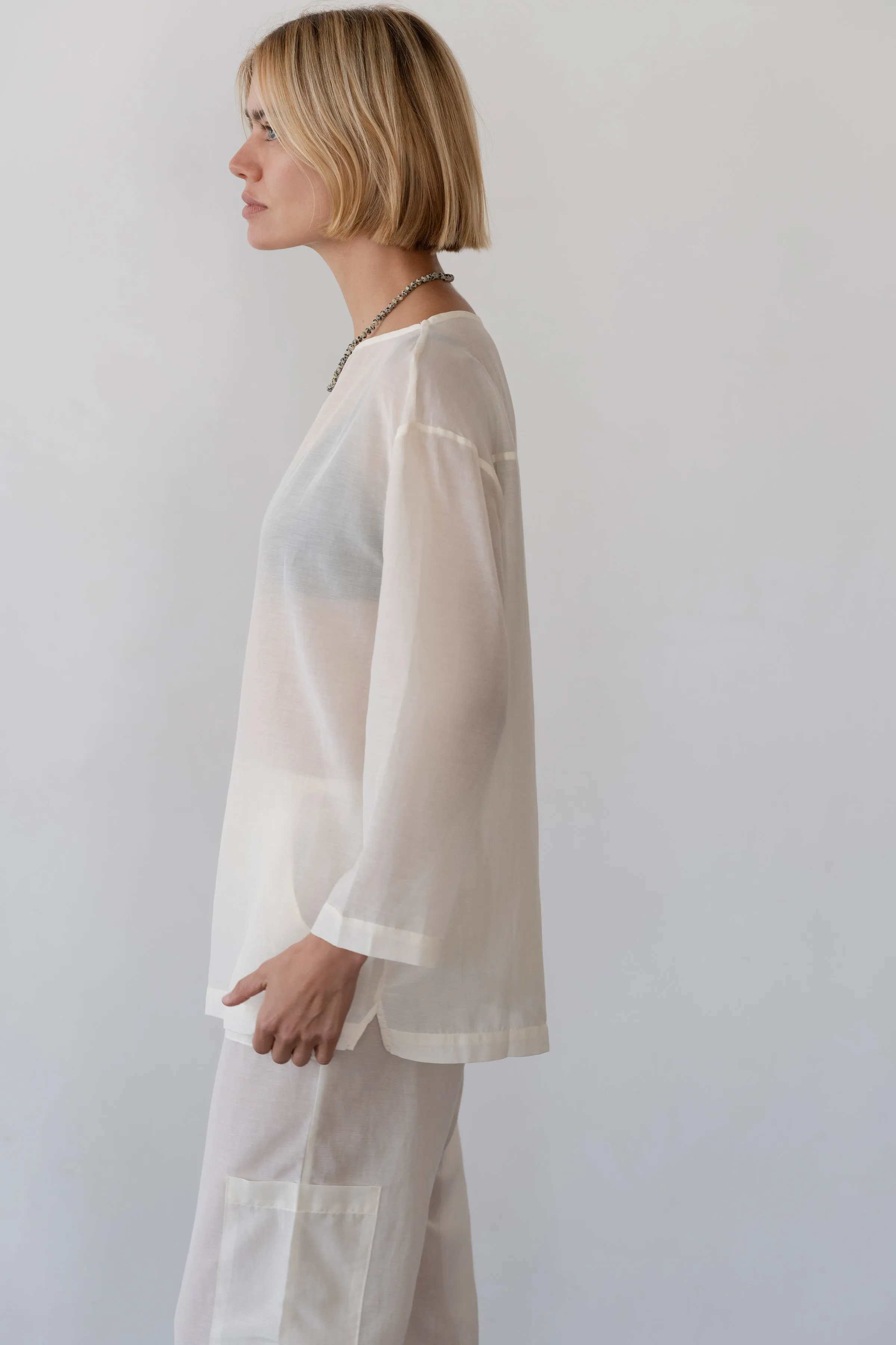 The Silk Cotton Sheer Boatneck sold by DONNI. product image thumbnail 3