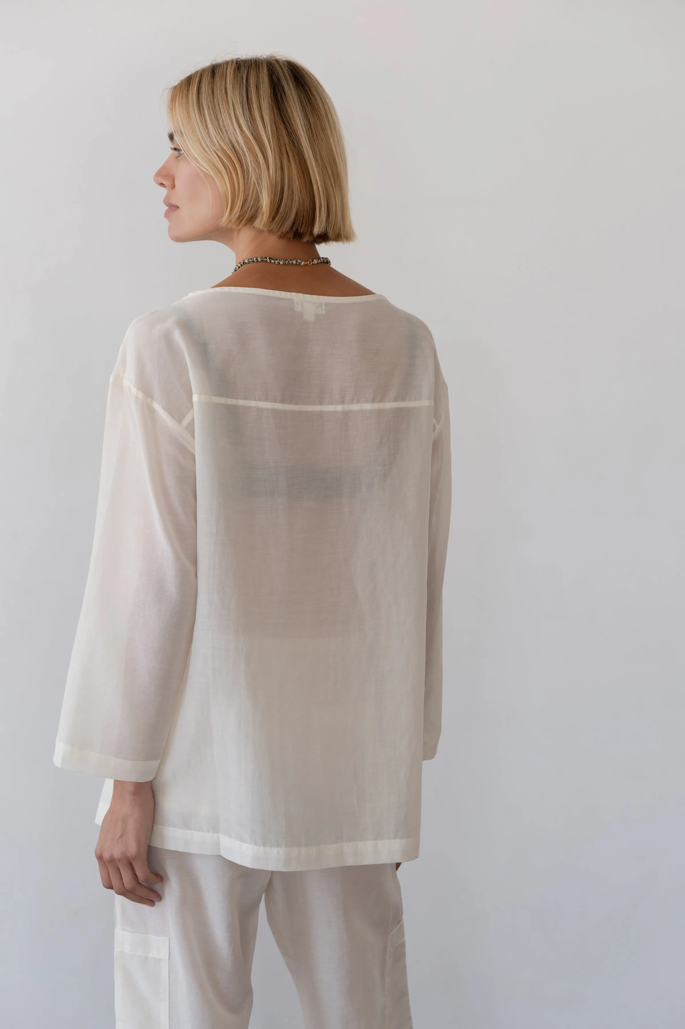 The Silk Cotton Sheer Boatneck sold by DONNI. product image thumbnail 5
