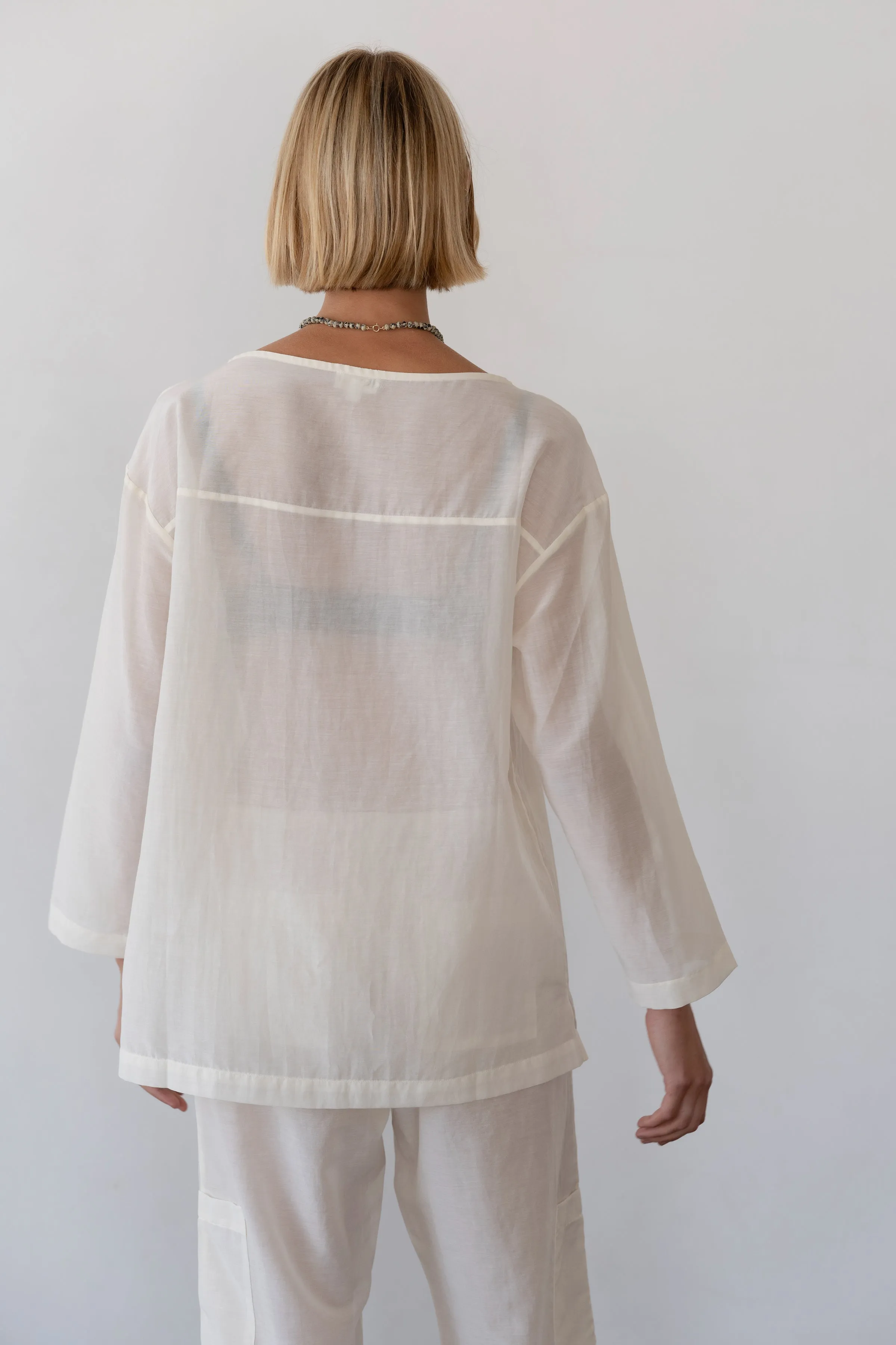 The Silk Cotton Sheer Boatneck sold by DONNI. product image thumbnail 4