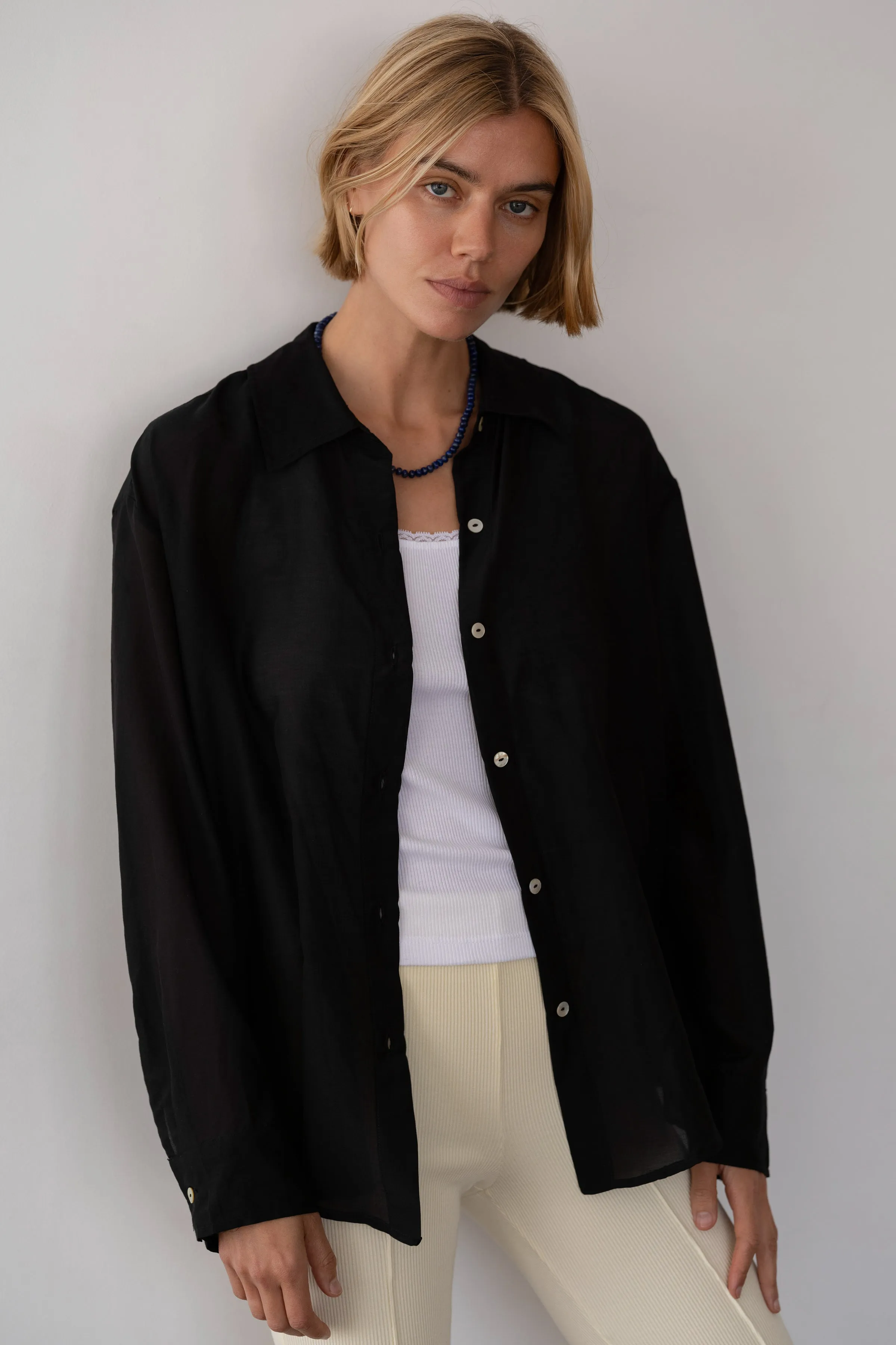 The Silk Cotton Sheer Shirt sold by DONNI.