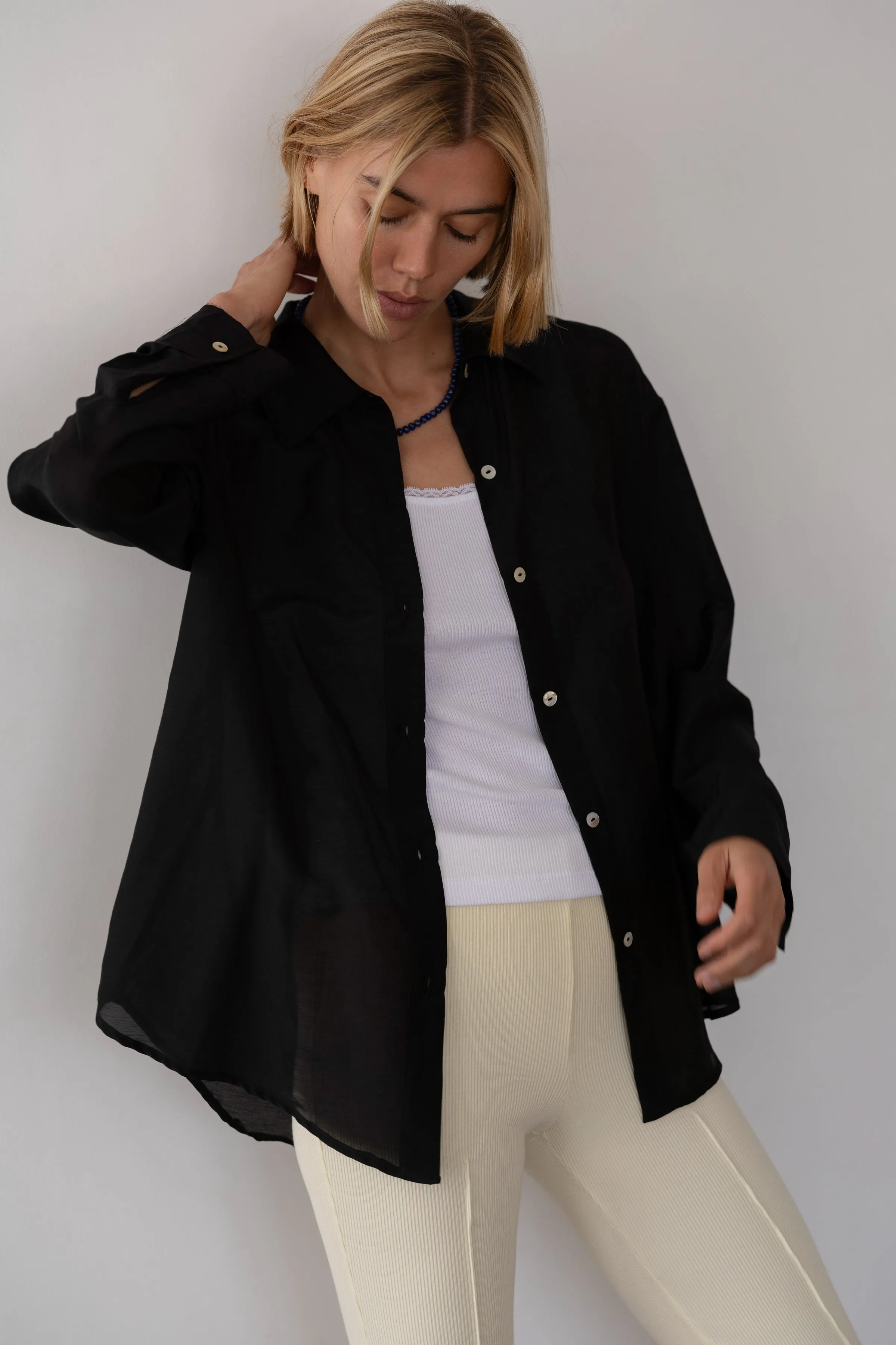 The Silk Cotton Sheer Shirt sold by DONNI. product image thumbnail 3