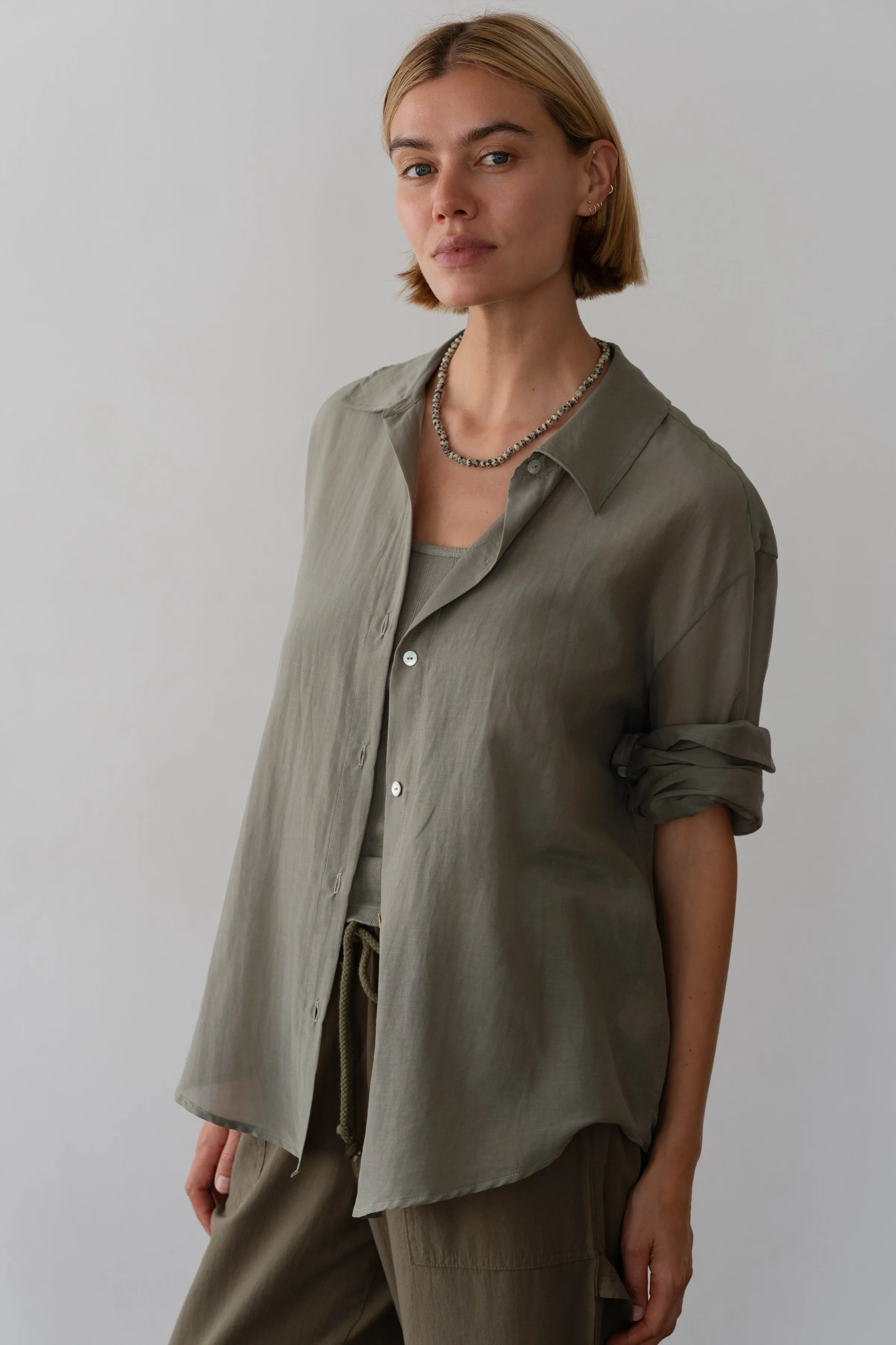 The Silk Cotton Sheer Shirt sold by DONNI. product image thumbnail 4