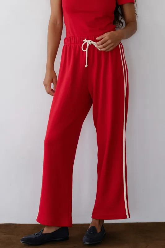 The Eco-Terry Stripe Crop Pant sold by DONNI.
