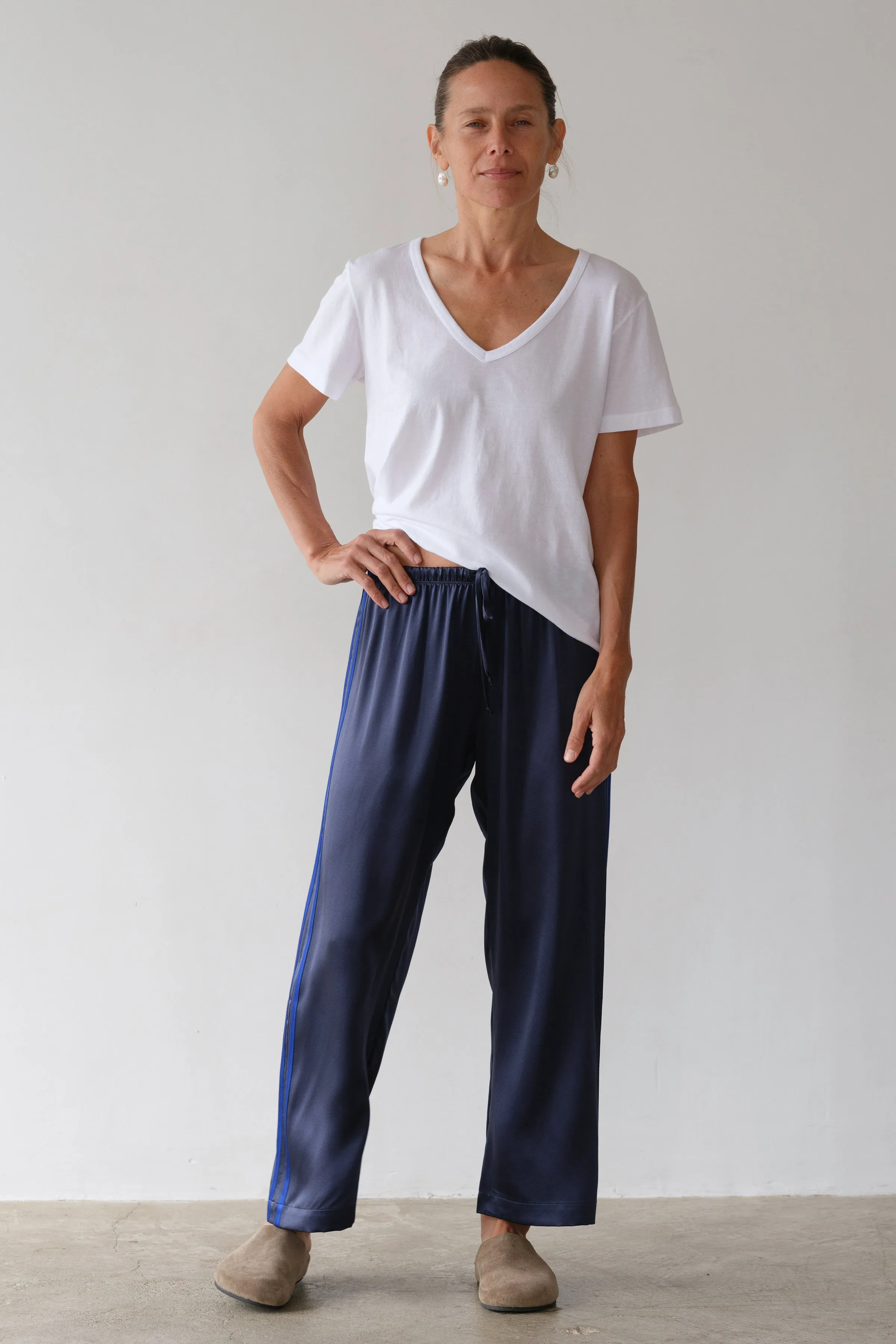The Silk Stripe Crop Pant sold by DONNI. product image thumbnail 3