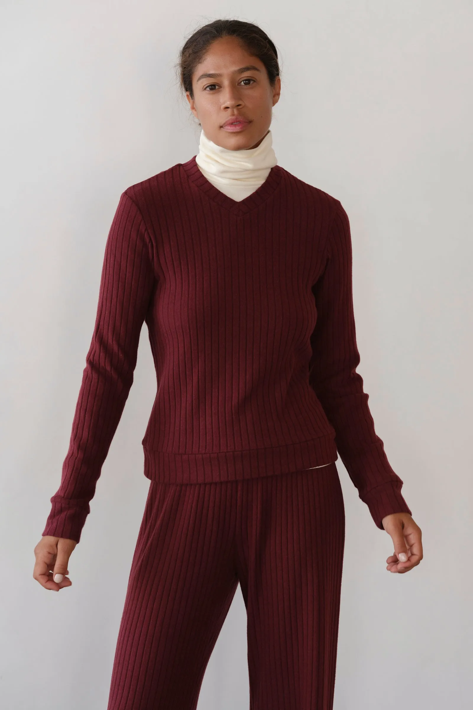 The Sweater Rib V-Neck sold by DONNI. product image thumbnail 5