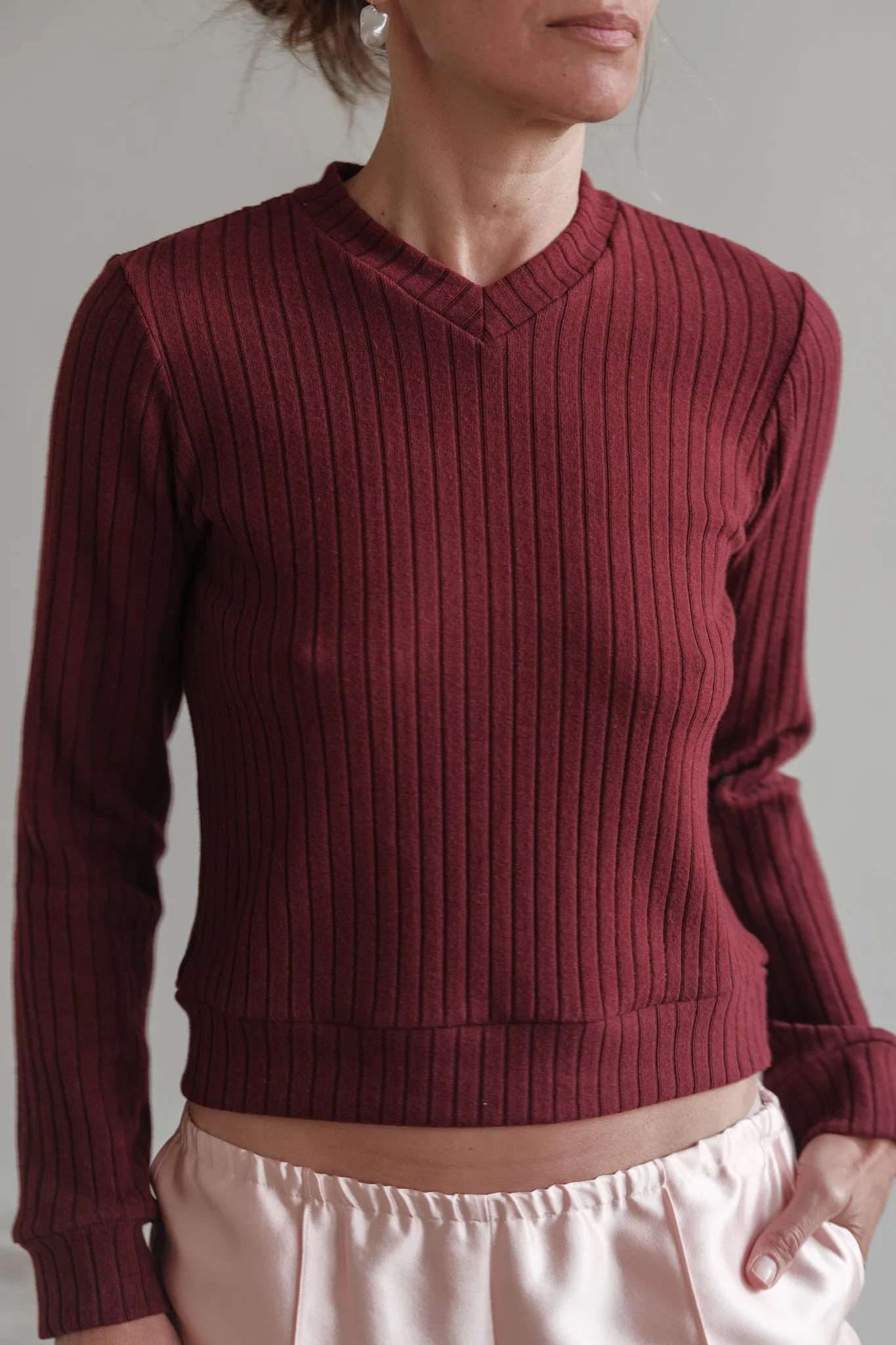 The Sweater Rib V-Neck sold by DONNI. product image thumbnail 3