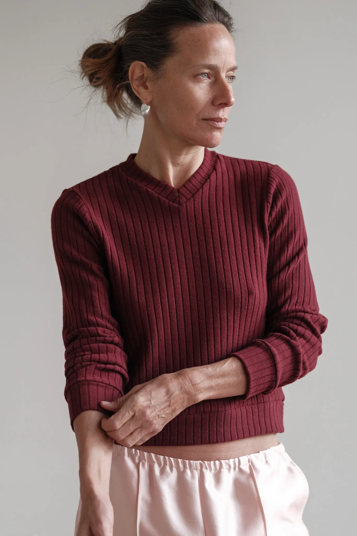 The Sweater Rib V-Neck sold by DONNI.