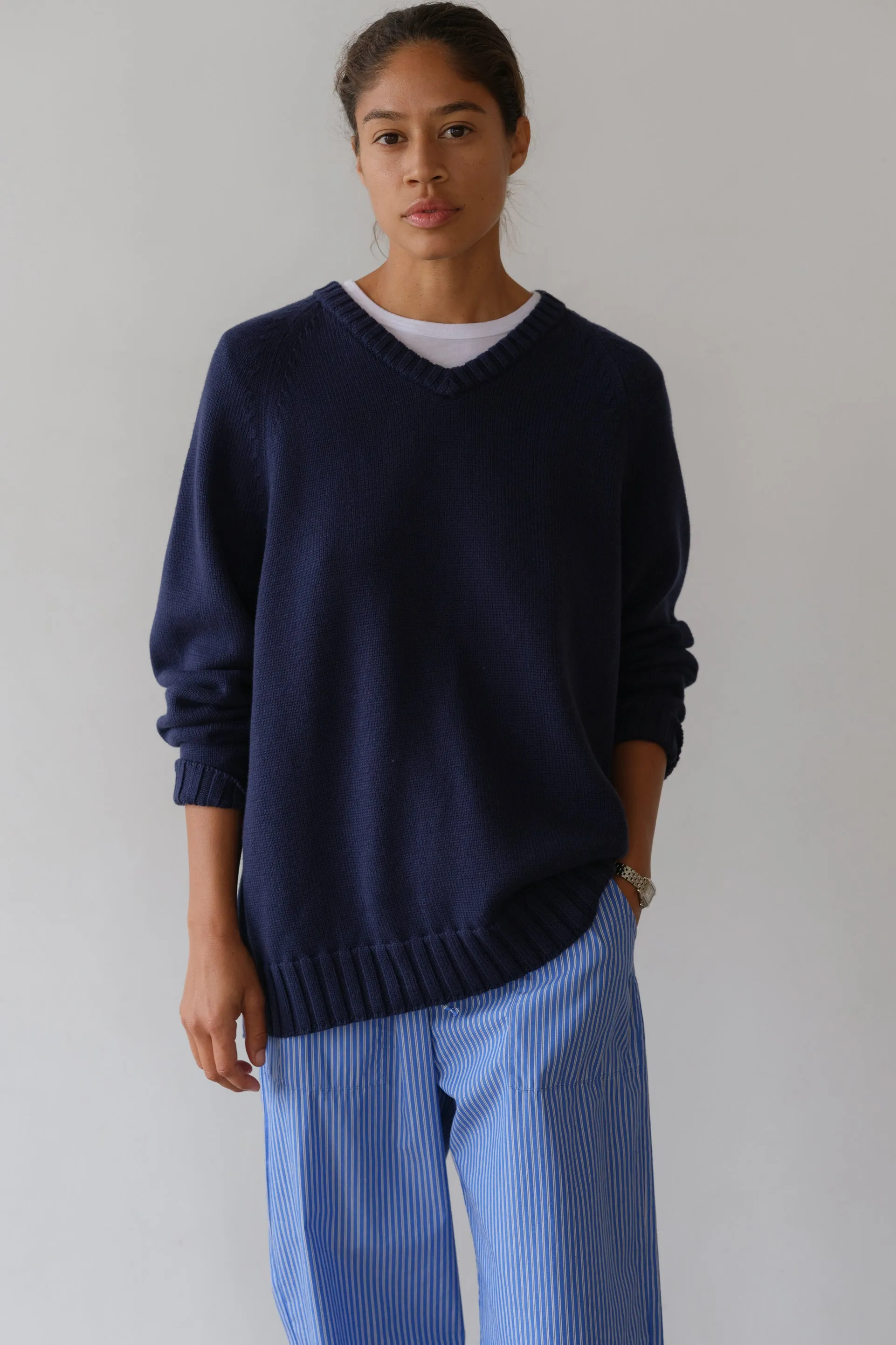 The Cotton Cashmere V-Neck Sweater sold by DONNI. product image thumbnail 3