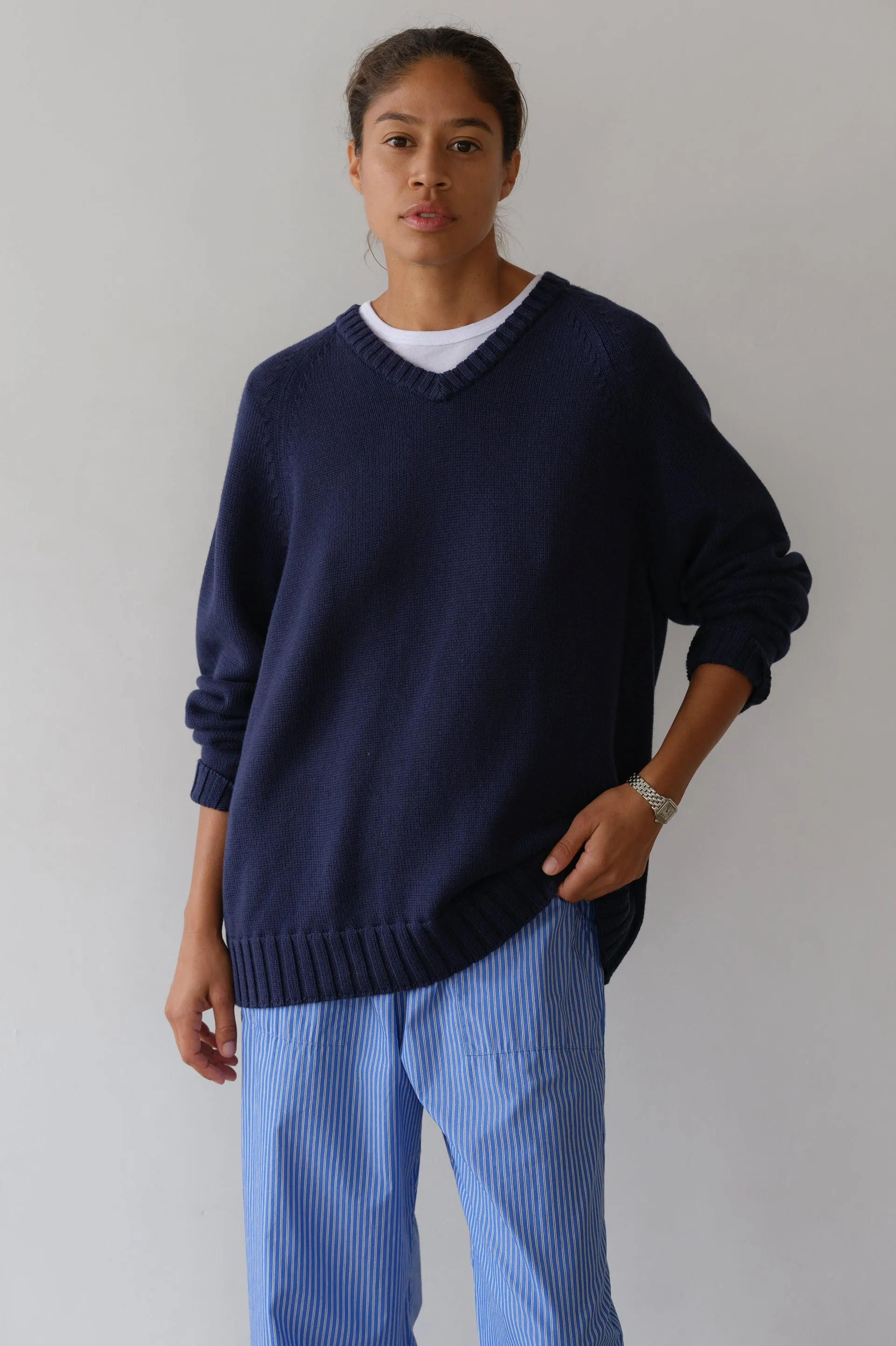 The Cotton Cashmere V-Neck Sweater sold by DONNI. product image thumbnail 4