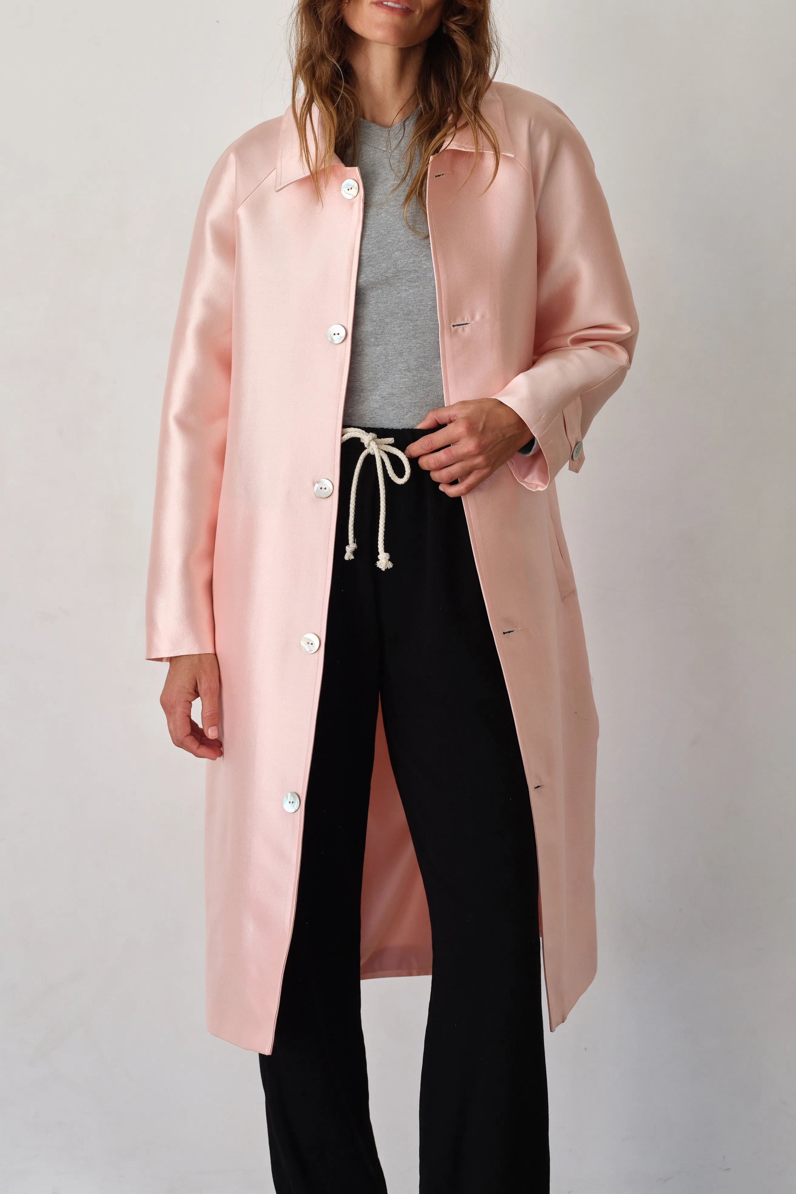 The Satin Car Coat sold by DONNI. product image thumbnail 3