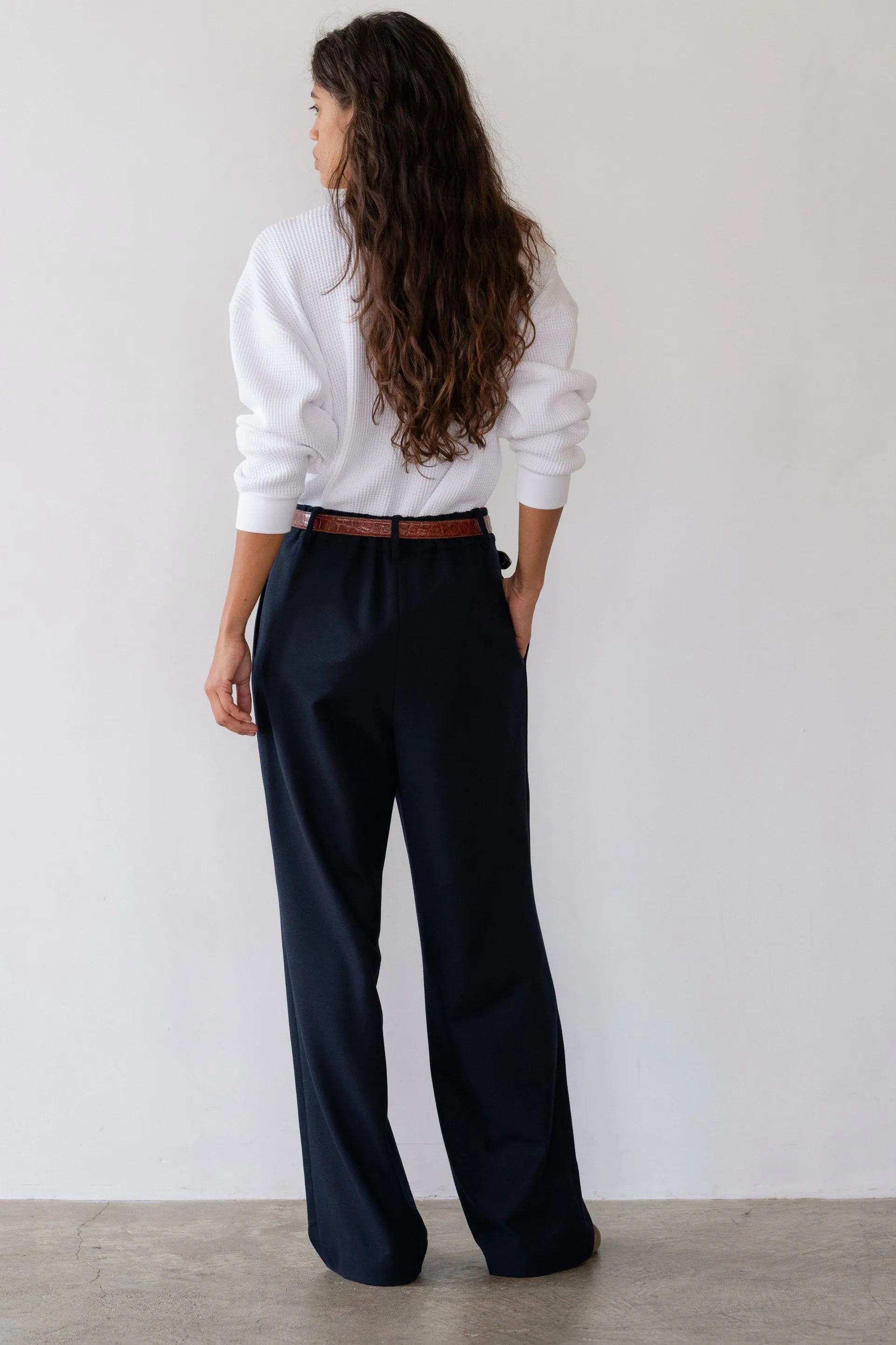 The Flannel Pleated Trouser sold by DONNI. product image thumbnail 4