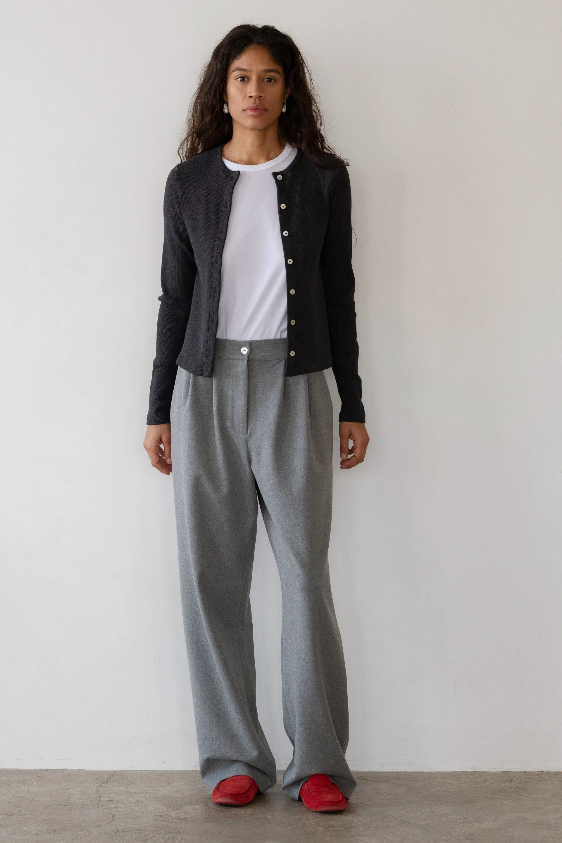 The Flannel Pleated Trouser sold by DONNI. product image thumbnail 4