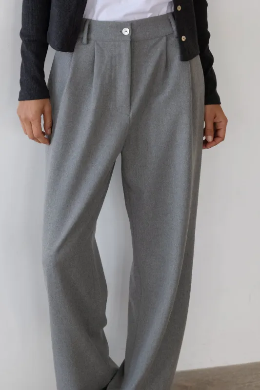 The Flannel Pleated Trouser sold by DONNI.