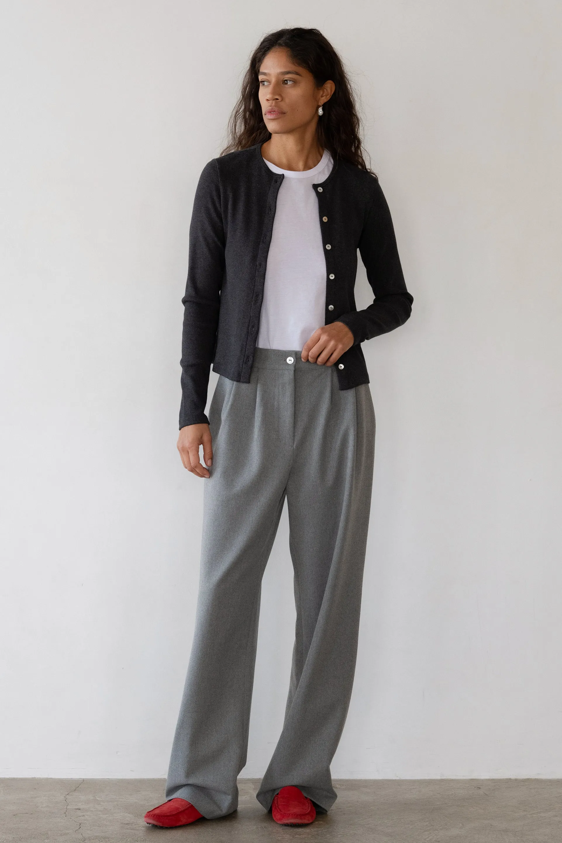 The Flannel Pleated Trouser sold by DONNI. product image thumbnail 5