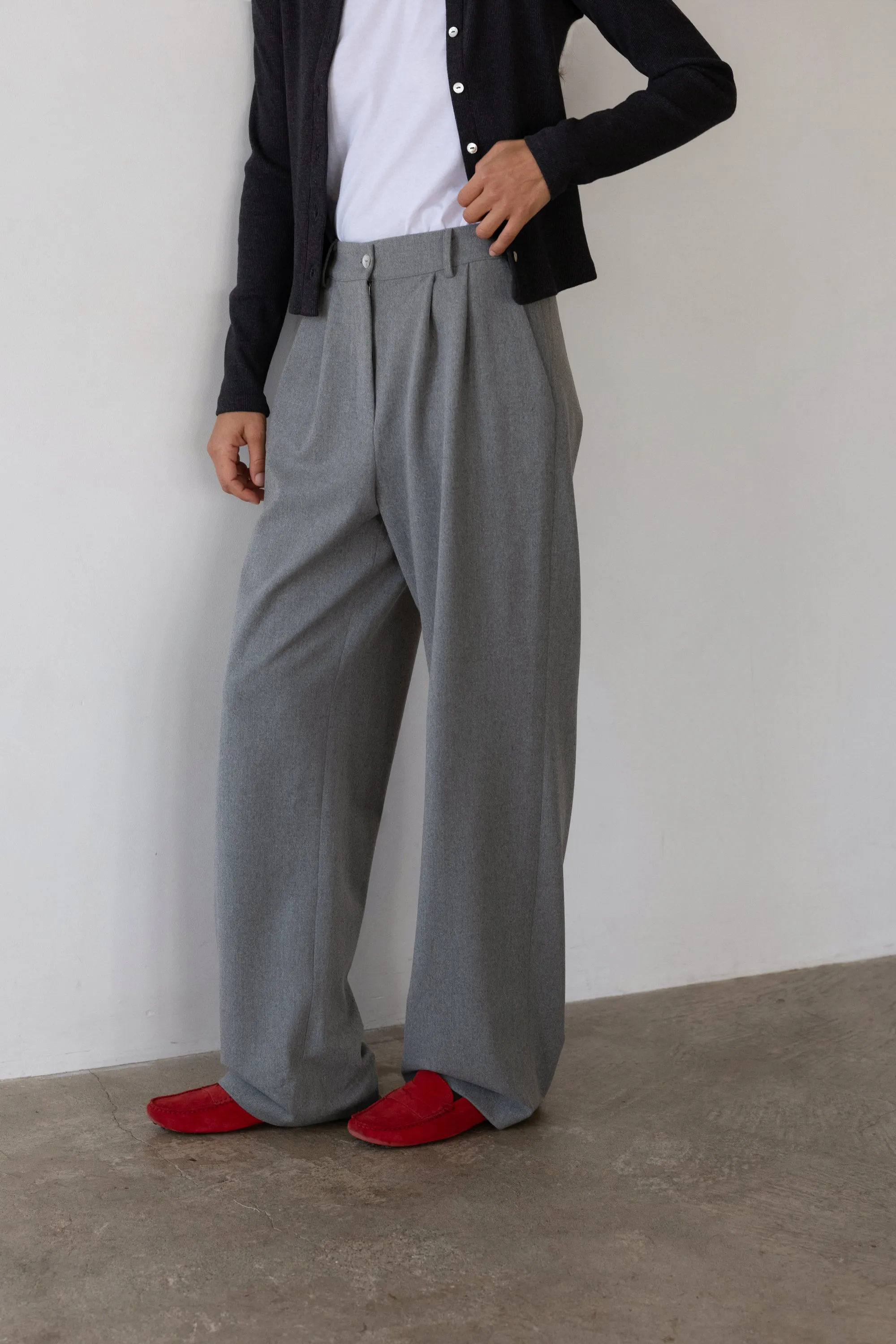 The Flannel Pleated Trouser sold by DONNI. product image thumbnail 3