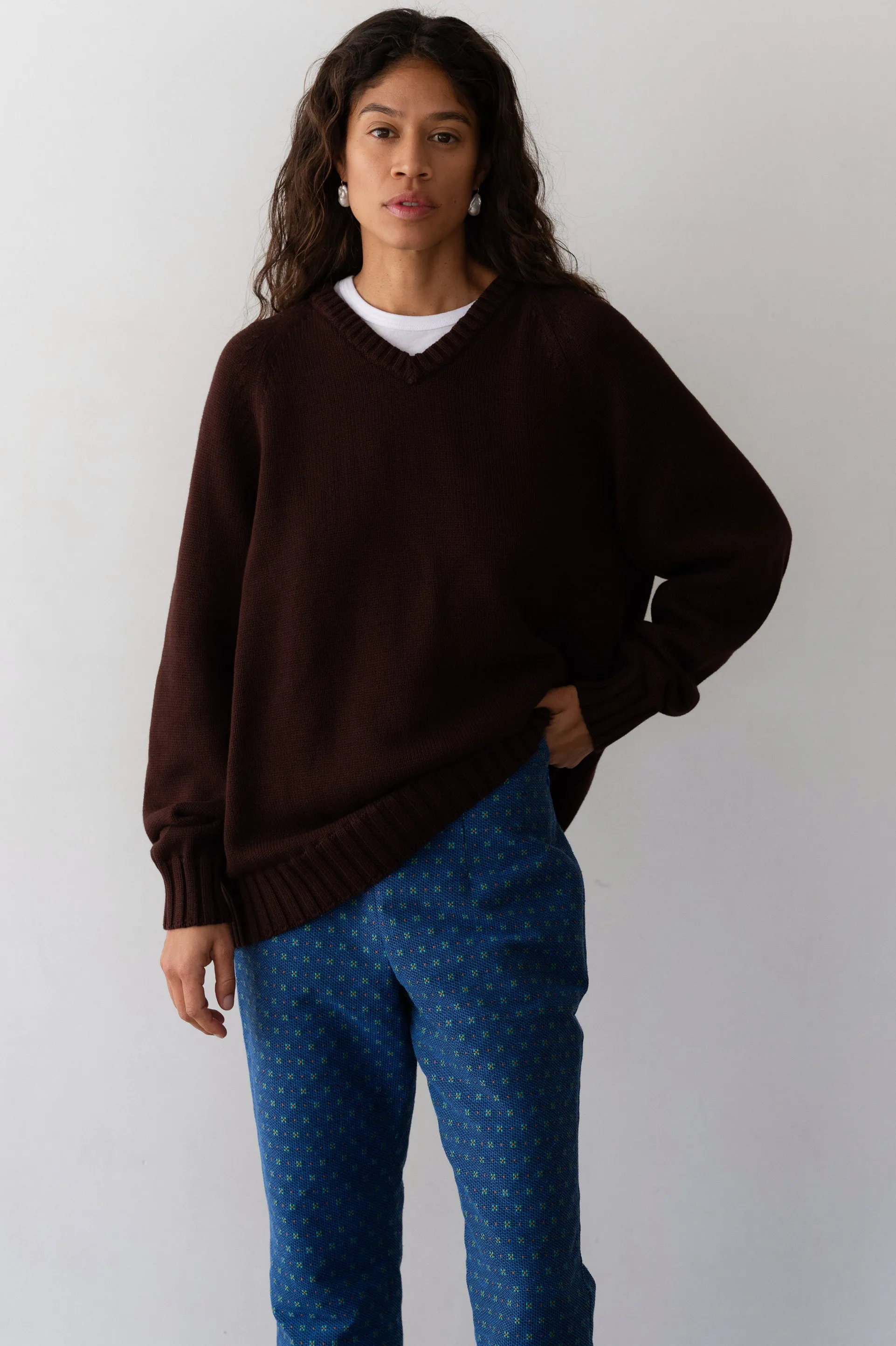 The Heavy Cotton Knit V-Neck Sweater sold by DONNI. product image thumbnail 2