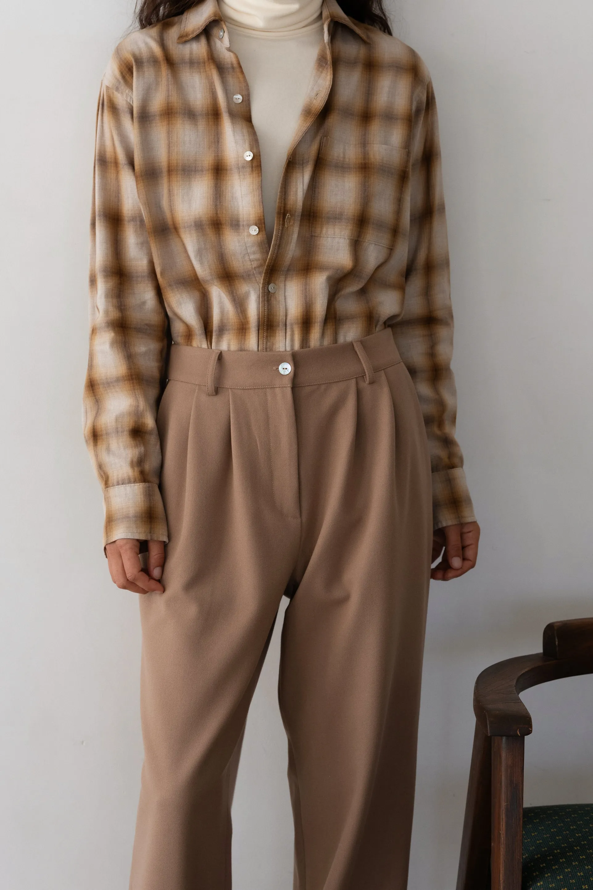 The Flannel Pleated Trouser sold by DONNI. product image thumbnail 5