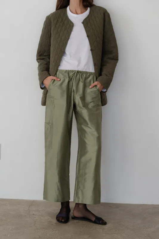 The Taffeta Drawstring Cargo Pant sold by DONNI.