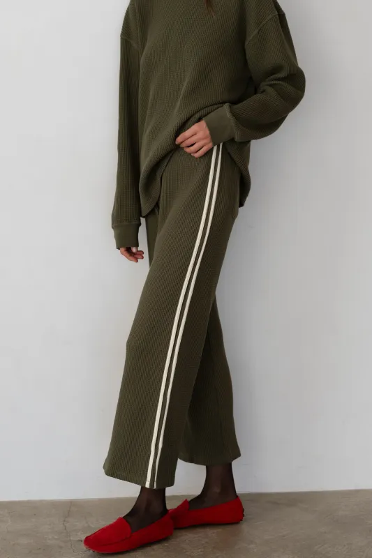 The Thermal Crop Stripe Pant sold by DONNI.