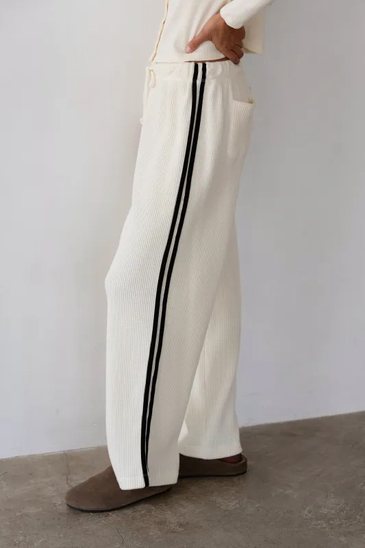 The Thermal Crop Stripe Pant sold by DONNI.