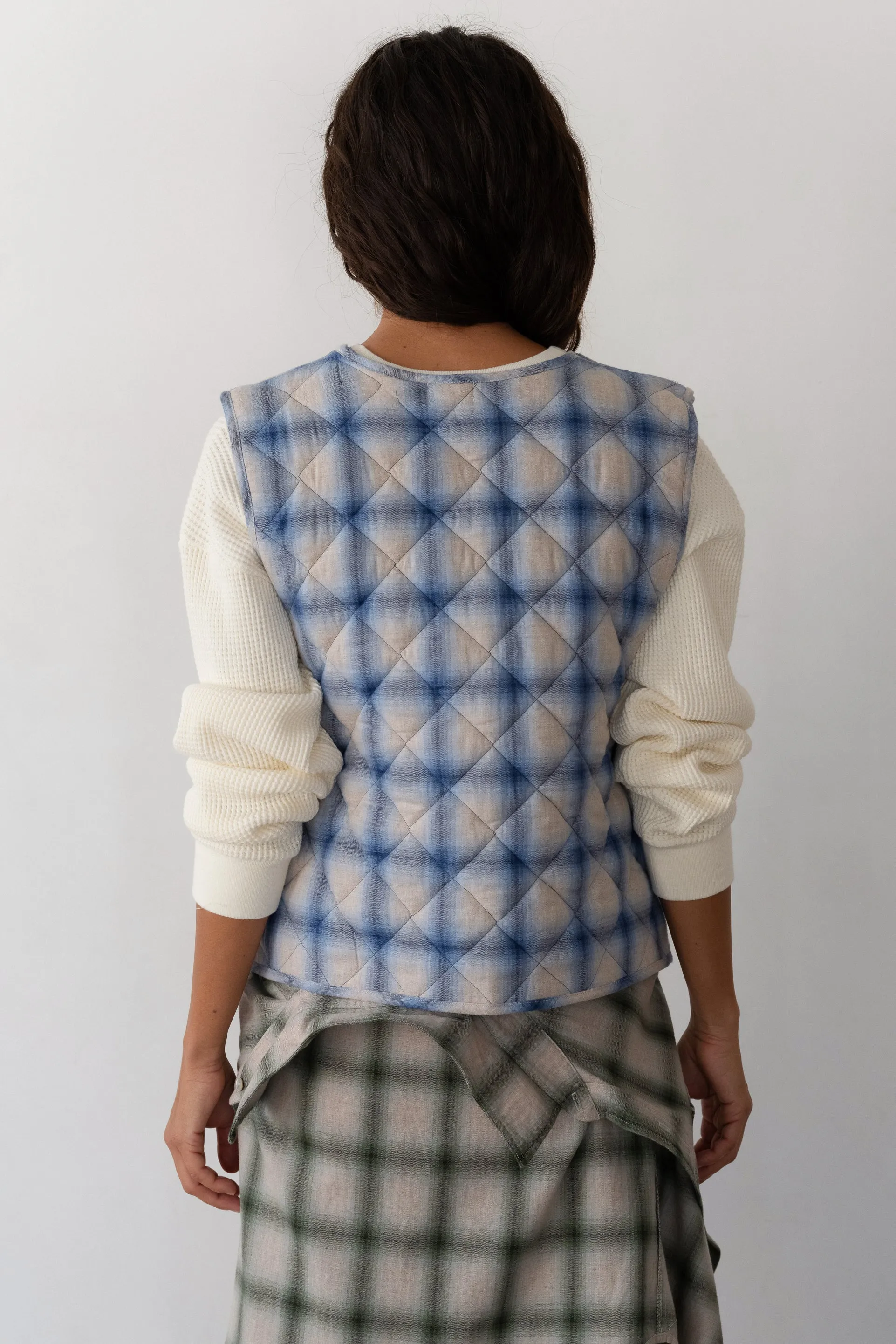 The Quilted Plaid Flannel Vest sold by DONNI. product image thumbnail 4