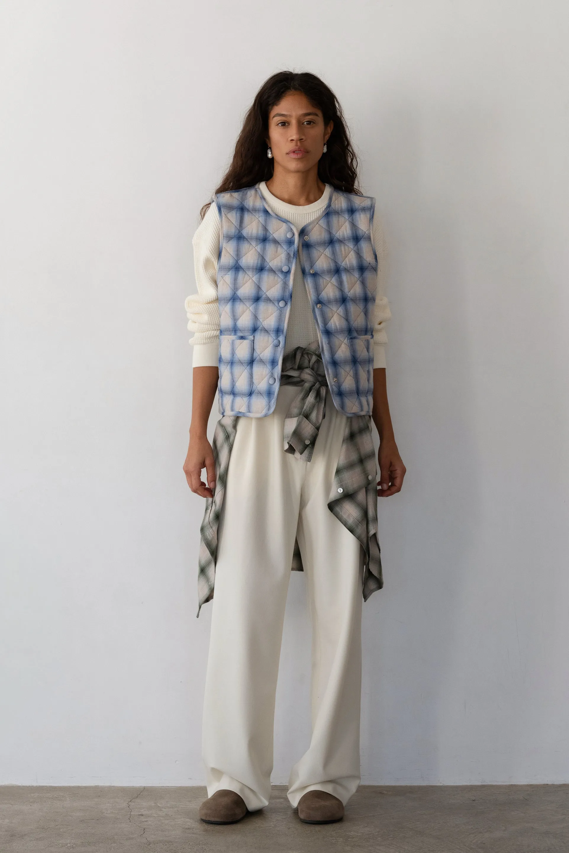 The Quilted Plaid Flannel Vest sold by DONNI. product image thumbnail 5