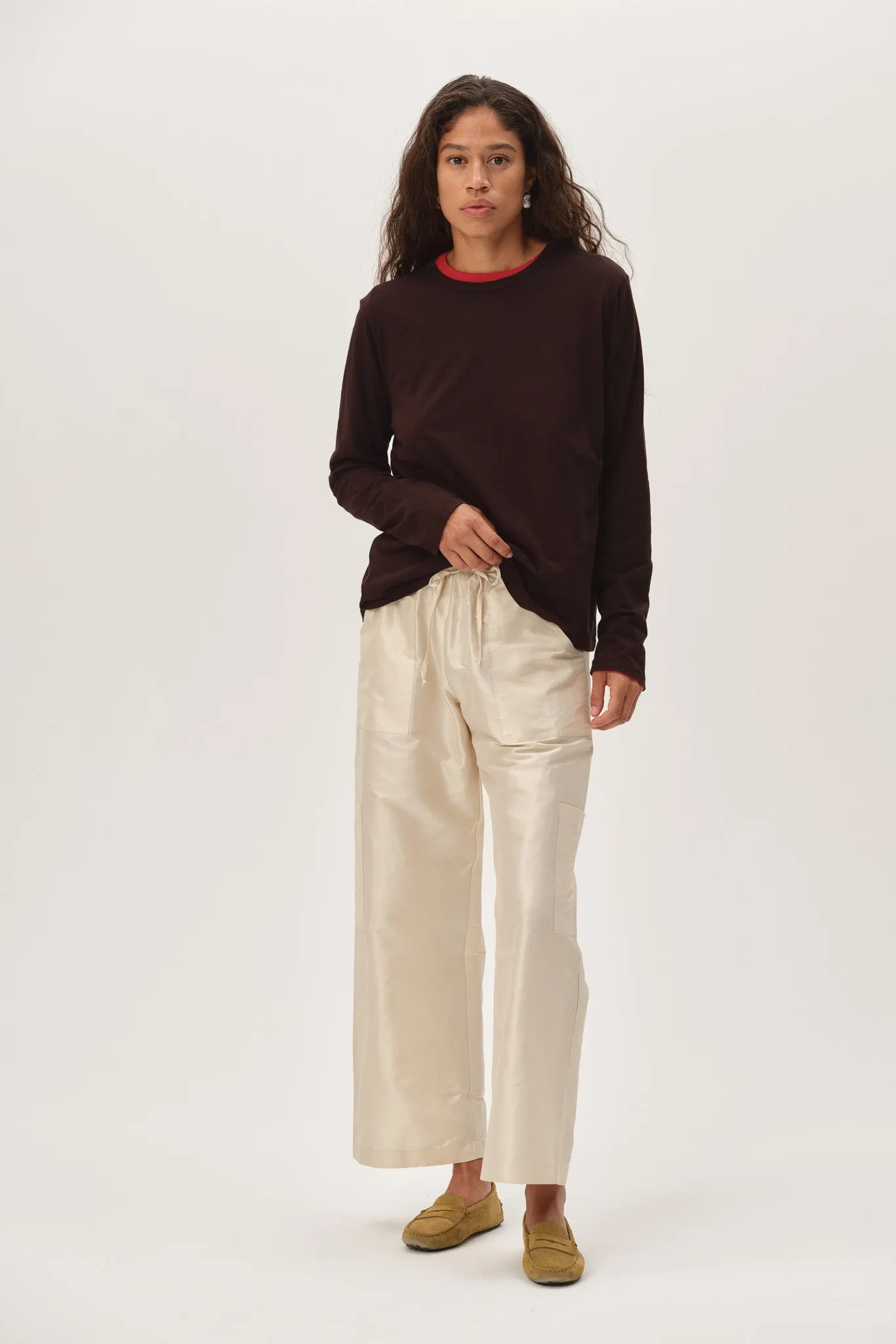 The Taffeta Drawstring Cargo Pant sold by DONNI.