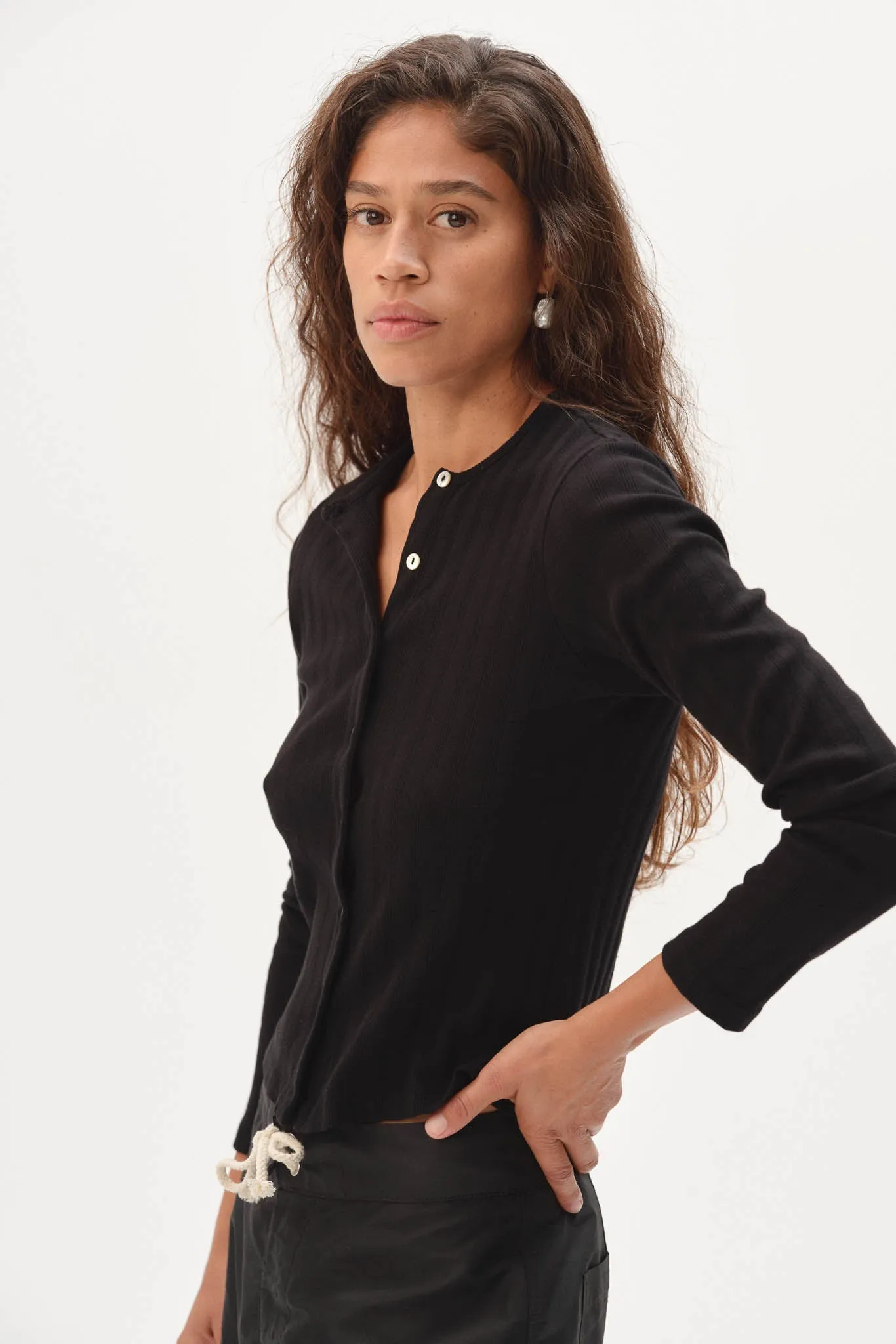 The Varied Rib Cardigan sold by DONNI. product image thumbnail 4
