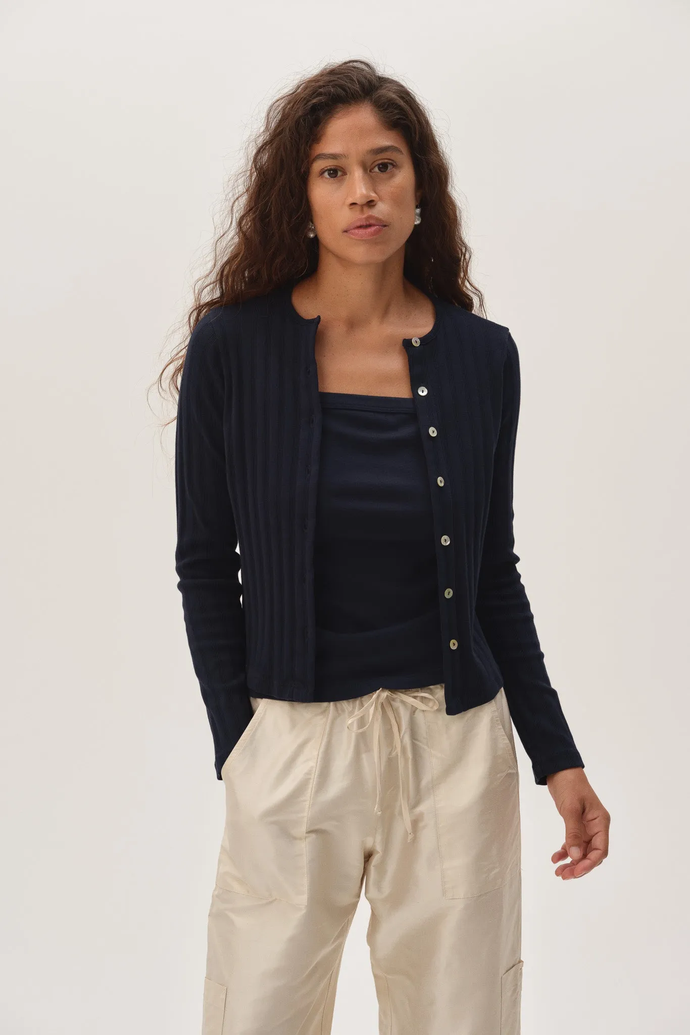 The Varied Rib Cardigan sold by DONNI. product image thumbnail 3