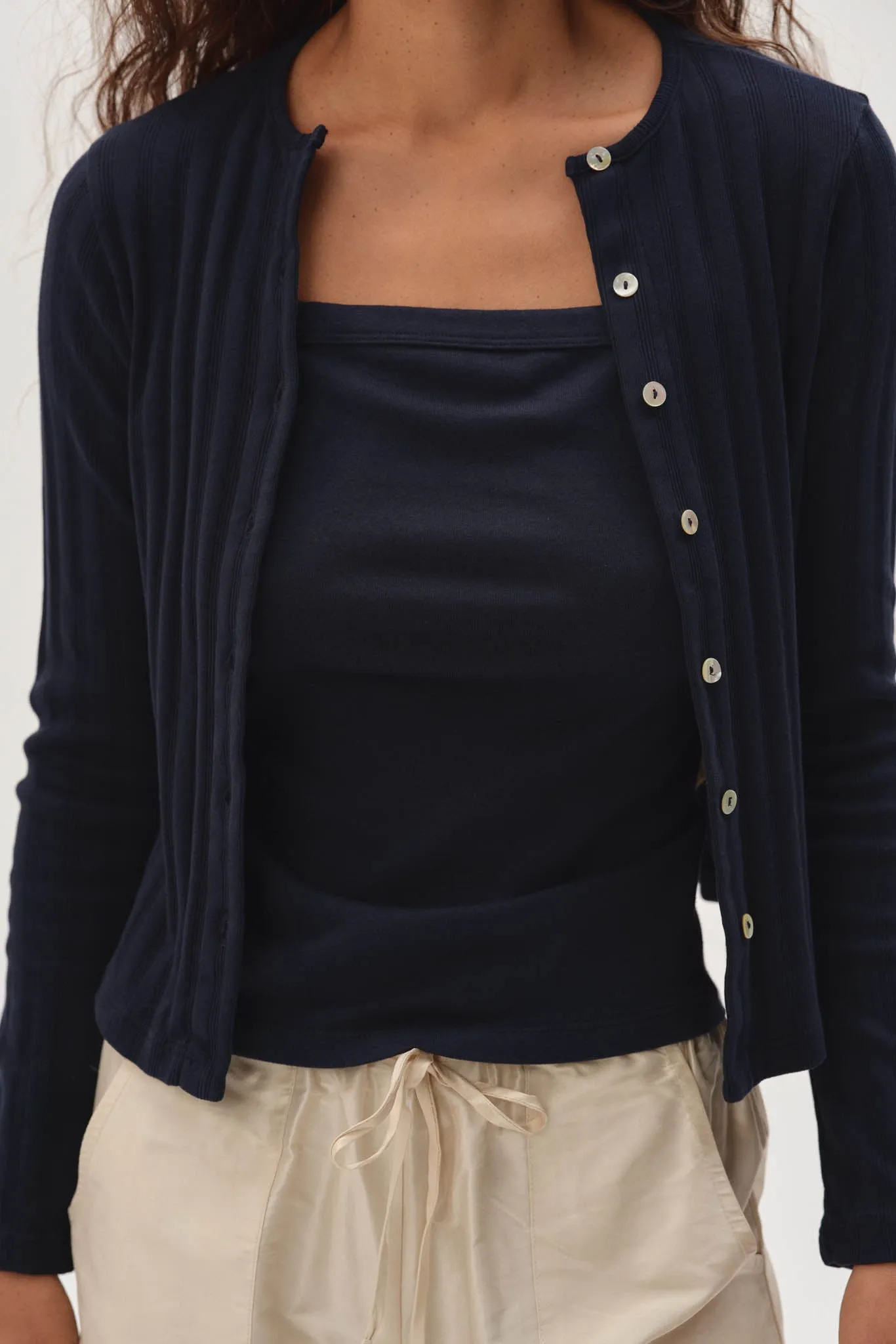 The Varied Rib Cardigan sold by DONNI.