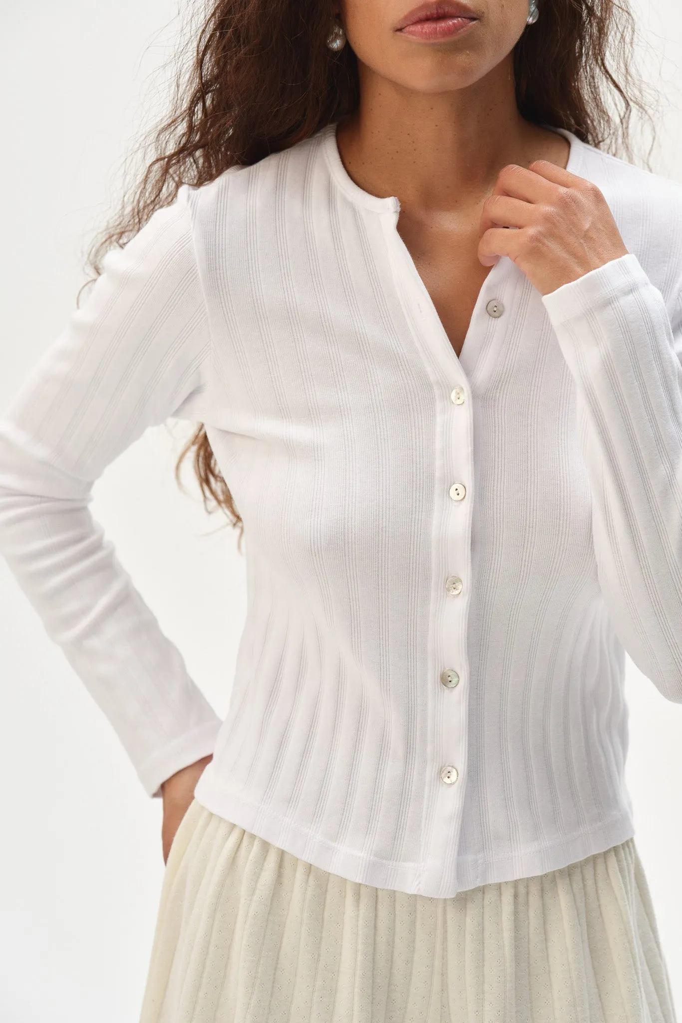 The Varied Rib Cardigan sold by DONNI. product image thumbnail 2