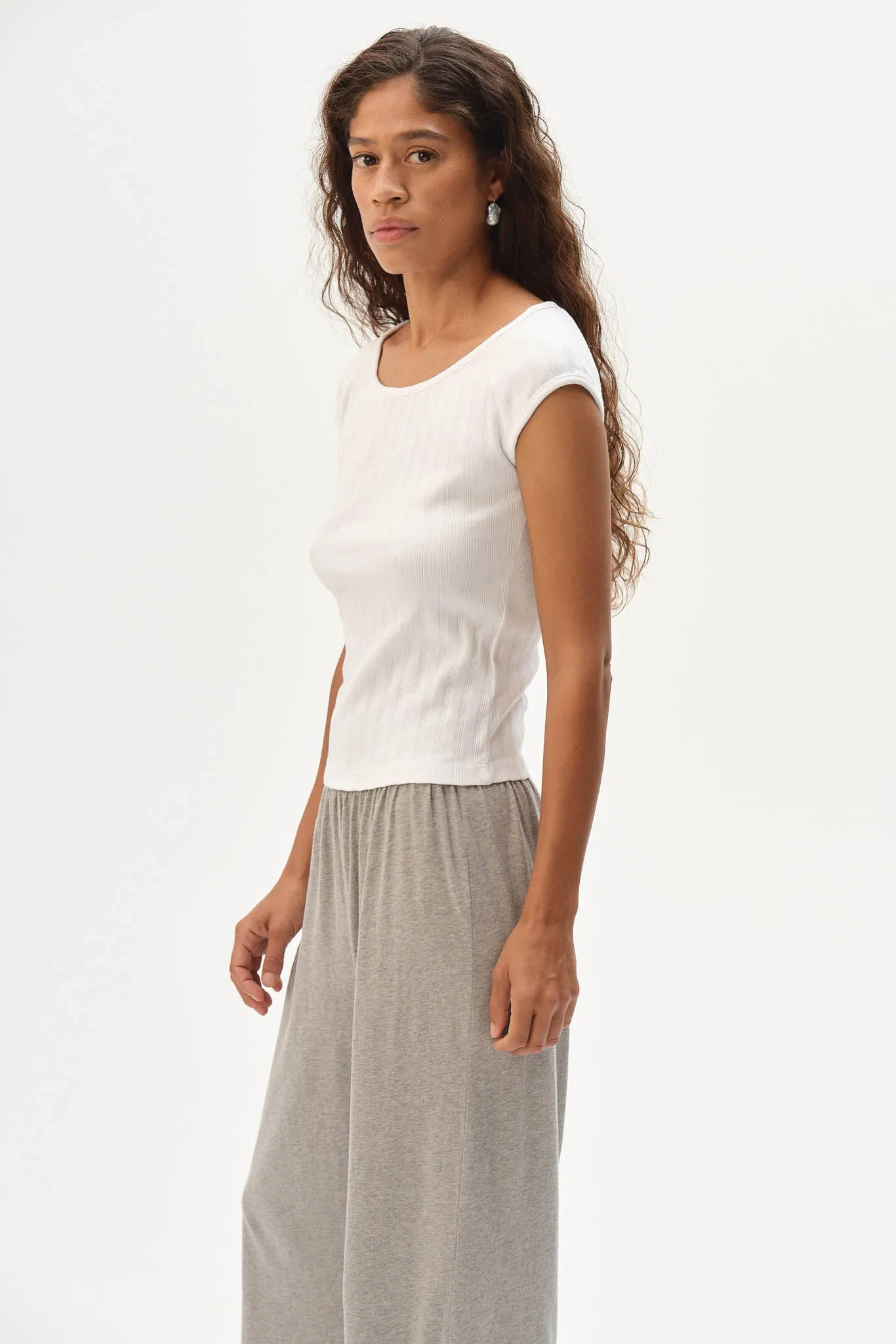 The Varied Rib Wide Neck Tee sold by DONNI. product image thumbnail 5
