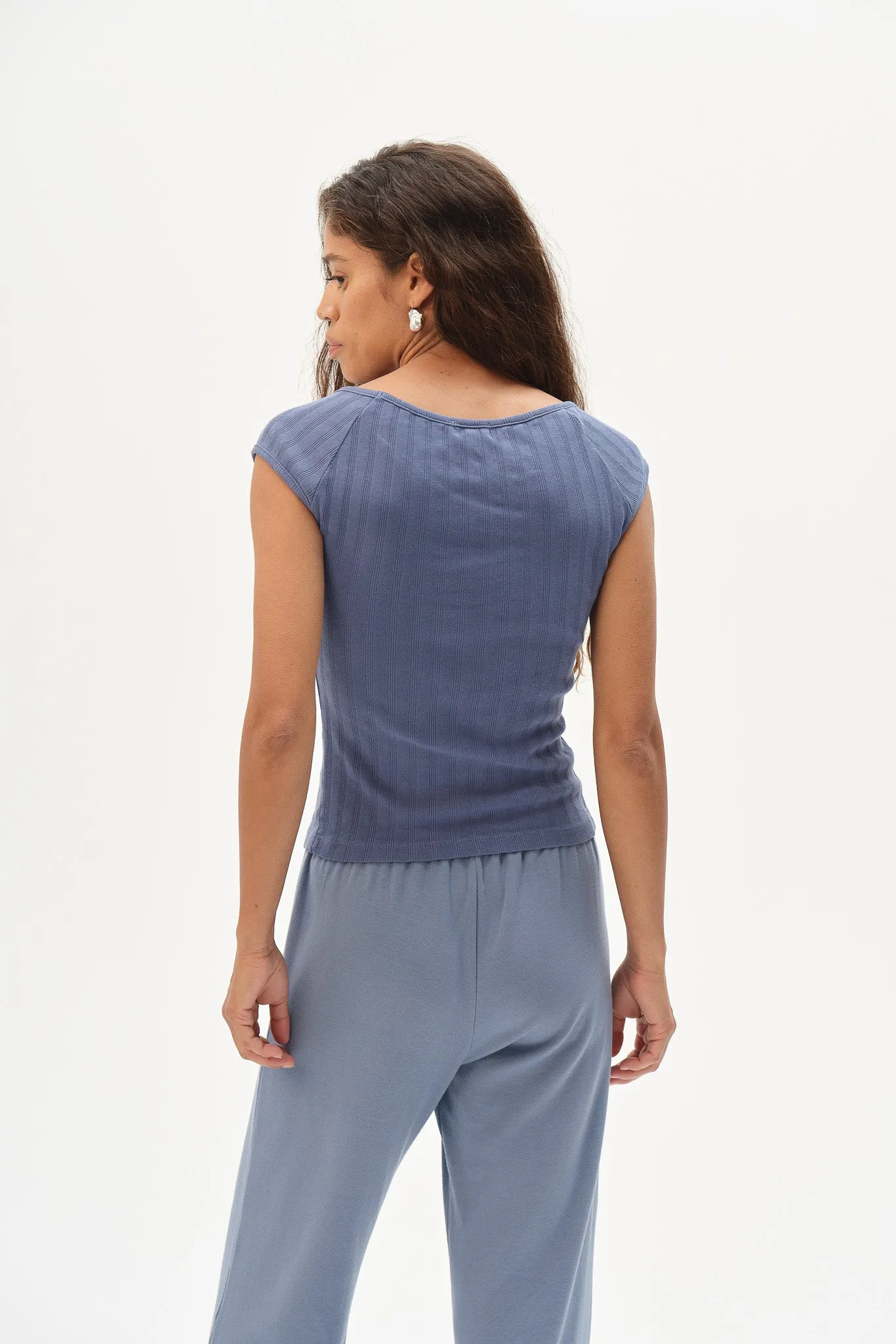 The Varied Rib Wide Neck Tee sold by DONNI. product image thumbnail 5