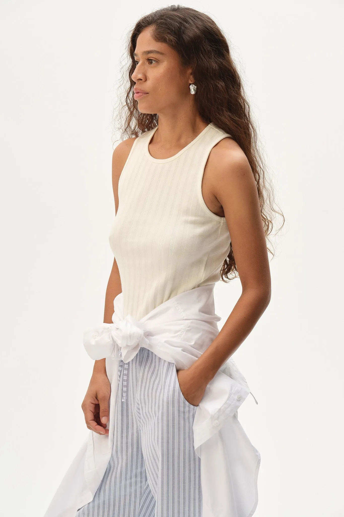 The Varied Rib Tank sold by DONNI. product image thumbnail 4