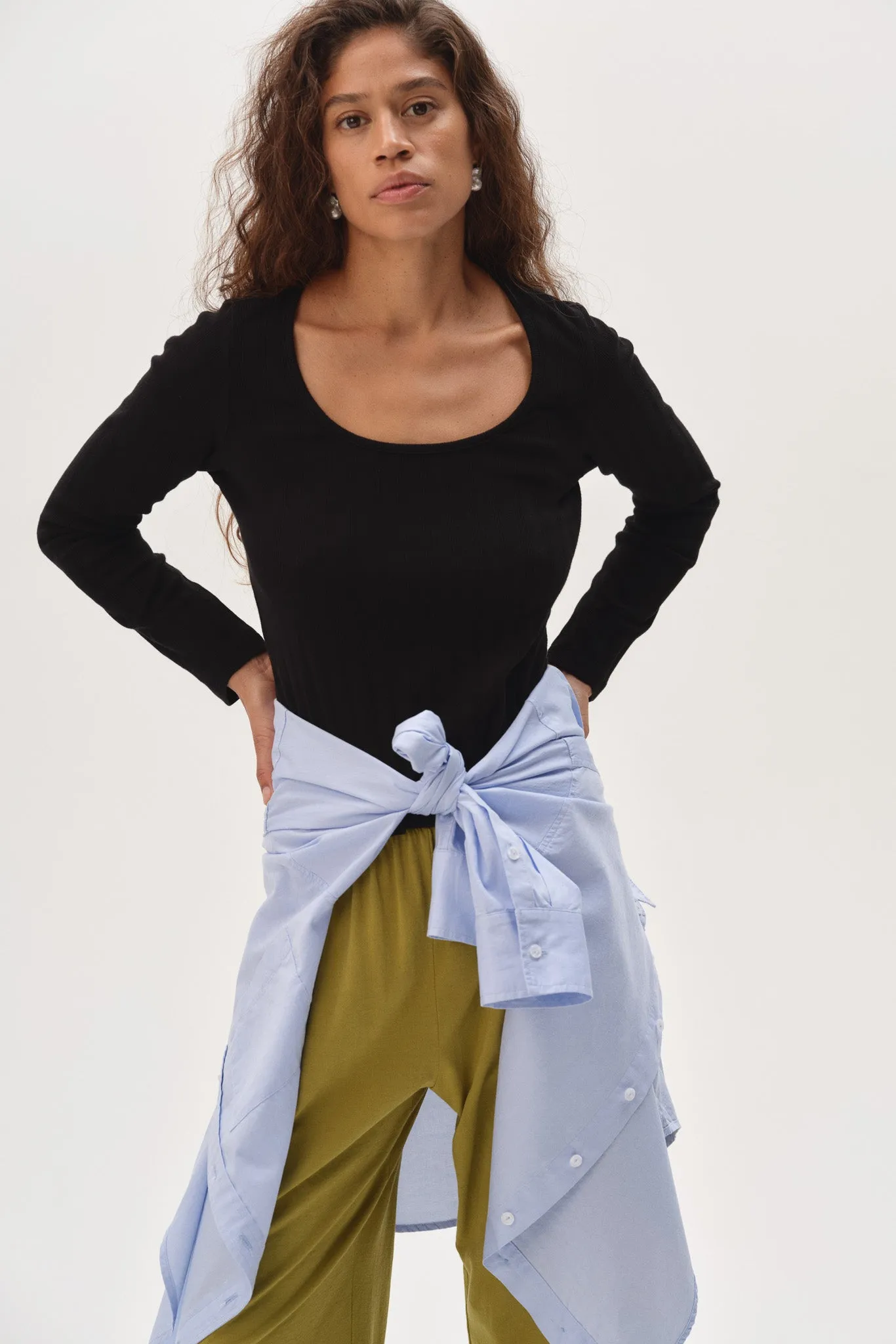 The Varied Rib Long Sleeve Scoop Shirt sold by DONNI. product image thumbnail 3