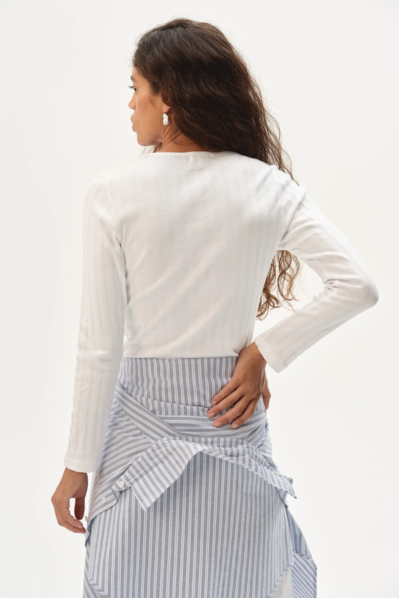 The Varied Rib Long Sleeve Scoop Shirt sold by DONNI. product image thumbnail 5