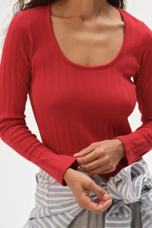 The Varied Rib Long Sleeve Scoop Shirt sold by DONNI.